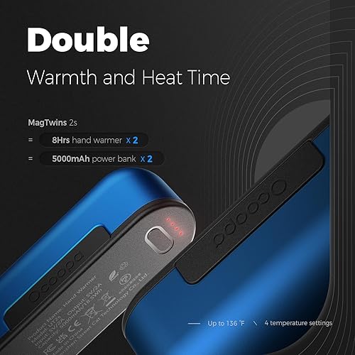 Miniatura 3 de OCOOPA Calentadores de manos recargables, paquete de 2, calentador de manos eléctrico magnético, 16 horas de calor, 4 niveles de calor hasta 145 ,