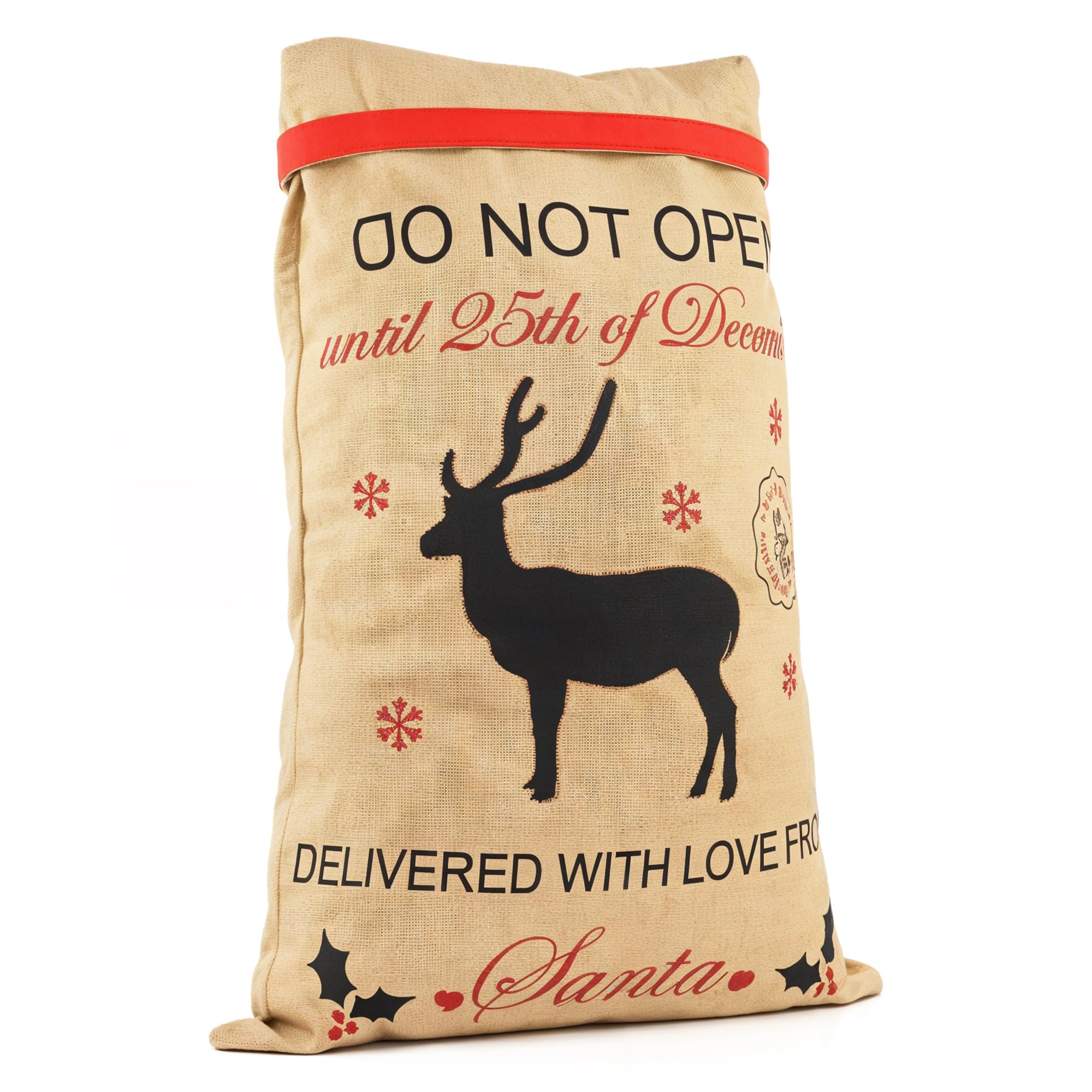 WedDecor 50 x 70cm Large Christmas Santa Sack Reindeer Stocking Xmas Gifts, Bags for Kids, Jumbo Sacks for Stockings Gifts in Christmas, Xmas Party Supply, Reindeer — image 1
