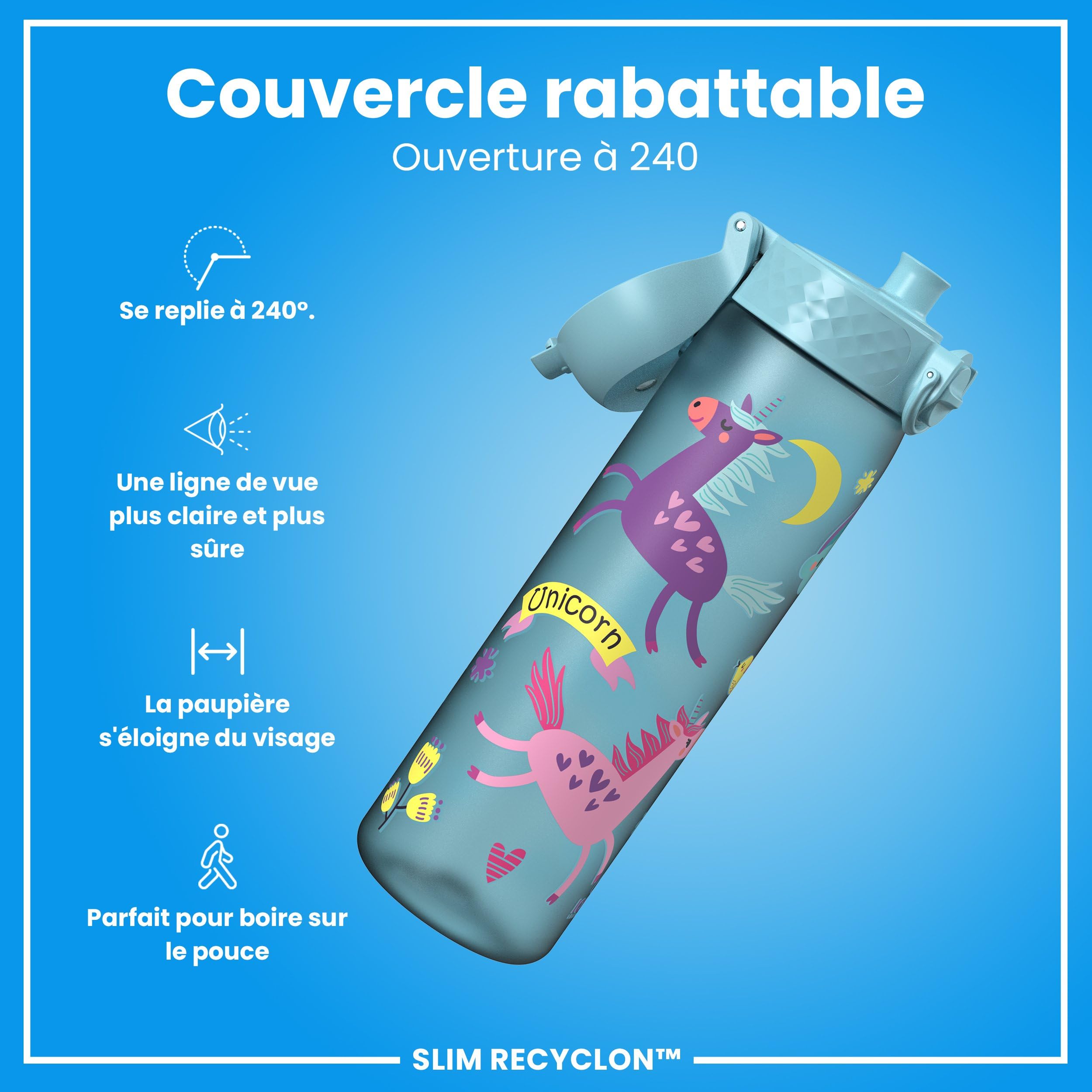 Gourde Ion8 500 Ml - Anti-Fuite, Couvercle Bascule, Sans BPA, Lavable Lave-Vaisselle - Poignée Et Design Papillon