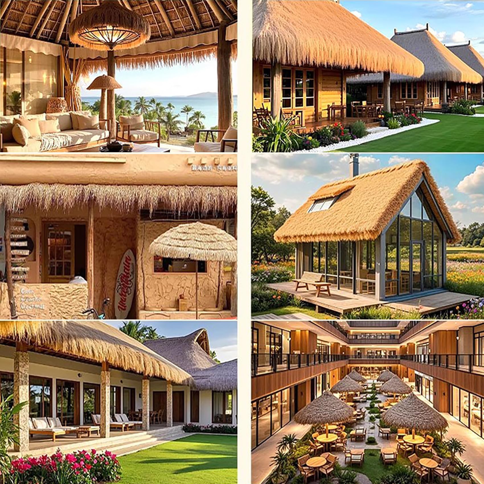 Tejas de Paja simulada de Hoja de Palmera - Tejado de Paja Artificial de PE/PP Duradero para Bares Tiki, cenadores, Patios fácil de Instalar, sin Mantenimiento(Size:100cm*20m(39.4in*65.6ft))