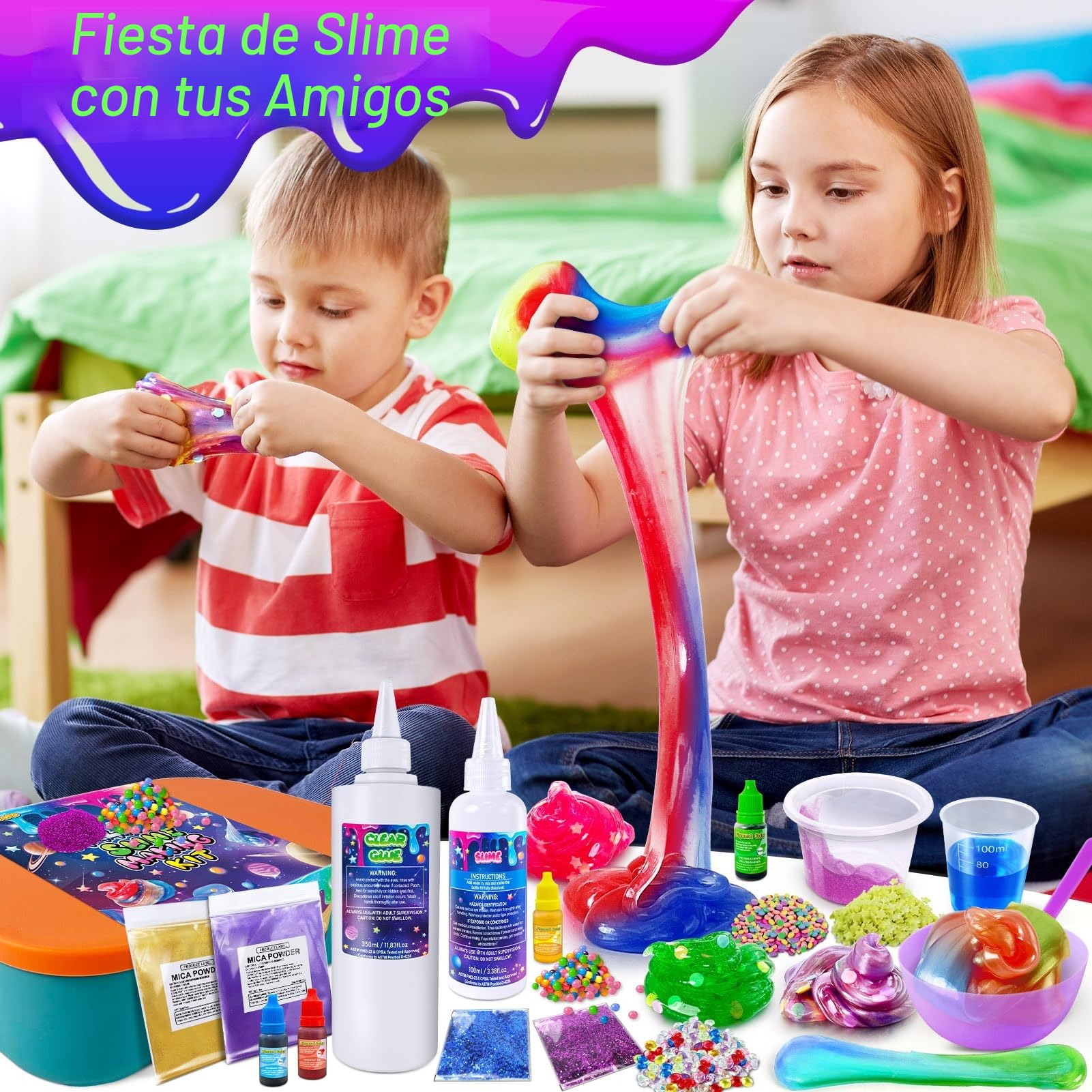 Slime para Niños Galaxy – Kit de Slime Galaxy con Purpurina y Brillo en la Oscuridad, Juguete para Niñas, Slime Kit Manualidades para Niñas, Regalos de Cumpleaños para Niños