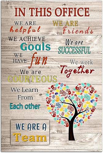 WHAOMIOT Póster inspirador para pared, decoración de pared positiva de oficina, lienzo impreso con texto en inglés In This Office We Are A Team con