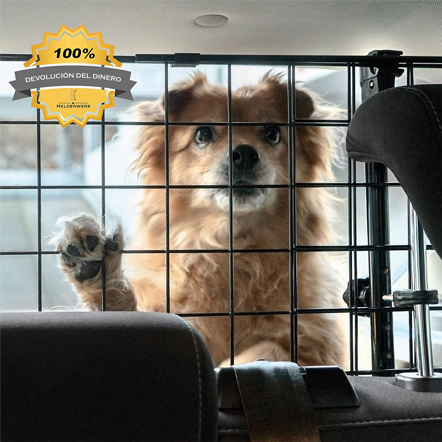 Heldenwerk Rejilla perro coche maletero universal - Separador de coche para perros al transporte de perros - Reja coche perro, Barrera coche perros