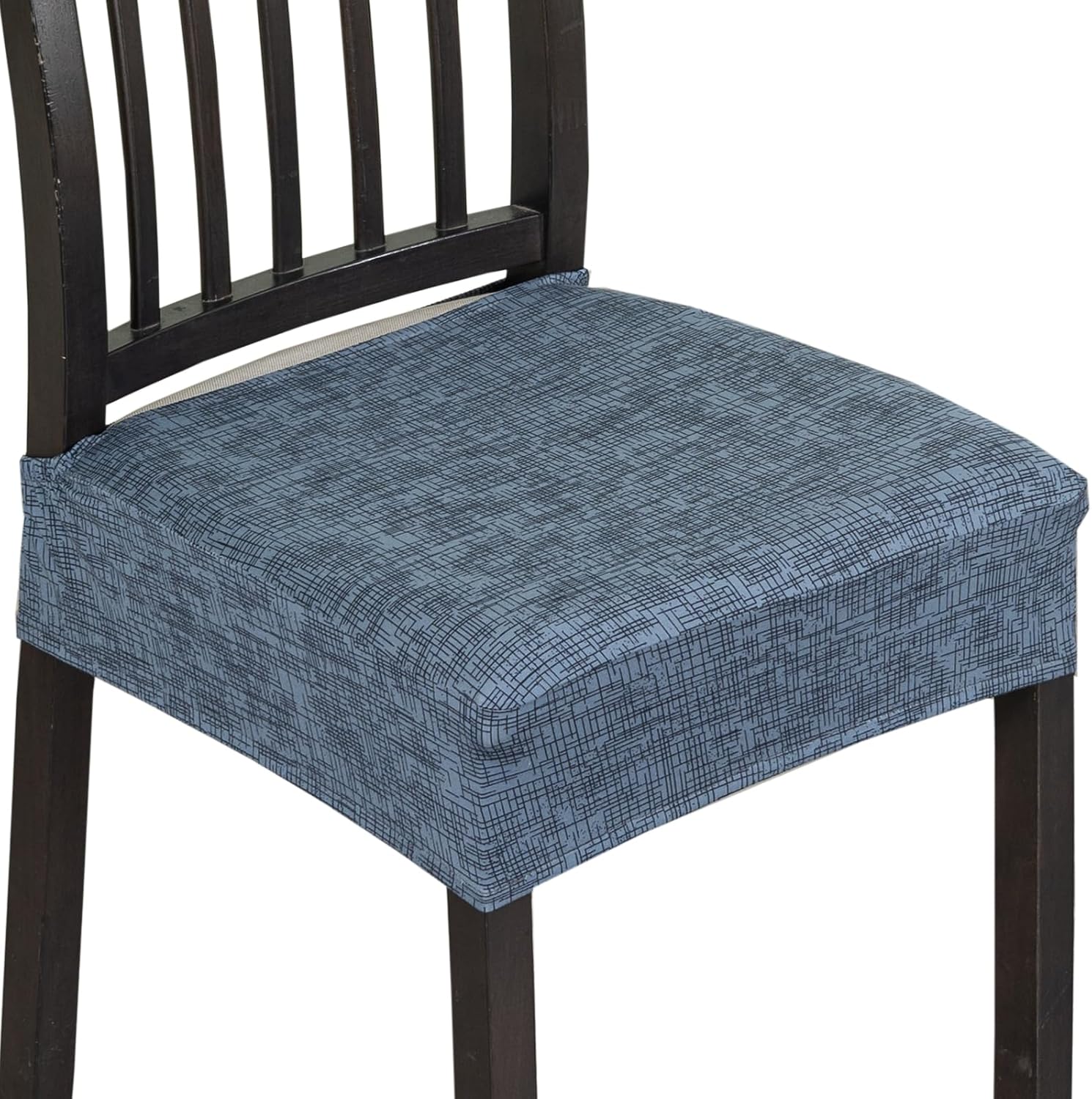 KRFOONN Stretch Seat Covers for Dining Room Chairs Set of 6, 08 | Jacquard No Rear Chair Covers Kitchen Chair Cover Removable Washable Chair Seat Slipcovers Protector, Easy to Install