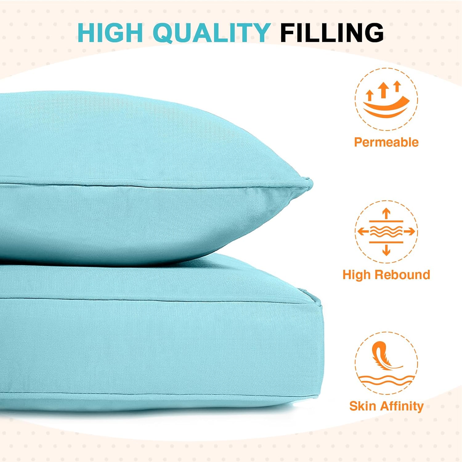 EAGLE PEAK Outdoor Deep Seat Patio Seat Cushion Set, 25 x 25 x 5 inch, 2-Piece Back Chair Cushion, 1 Pack, Aqua Blue