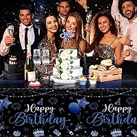 Vista 6 de Tudomro 1 mantel rectangular de plástico para decoración de fiesta de cumpleaños, para mujeres y hombres, suministros de fiesta de baby shower, 108