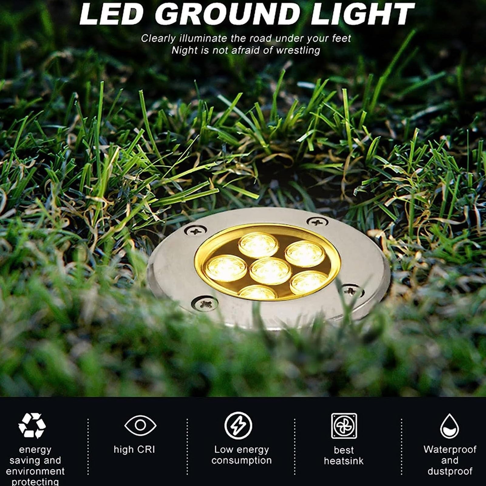 4 szt. Zakopane światło ogrodowe - zewnętrzne wpuszczane reflektor LED, niskonapięciowy reflektor wiązkowy LED, wodoodporny reflektor ogrodowy IP67, do ścieżek, tarasów, chodników (ciepła biel, 6 W