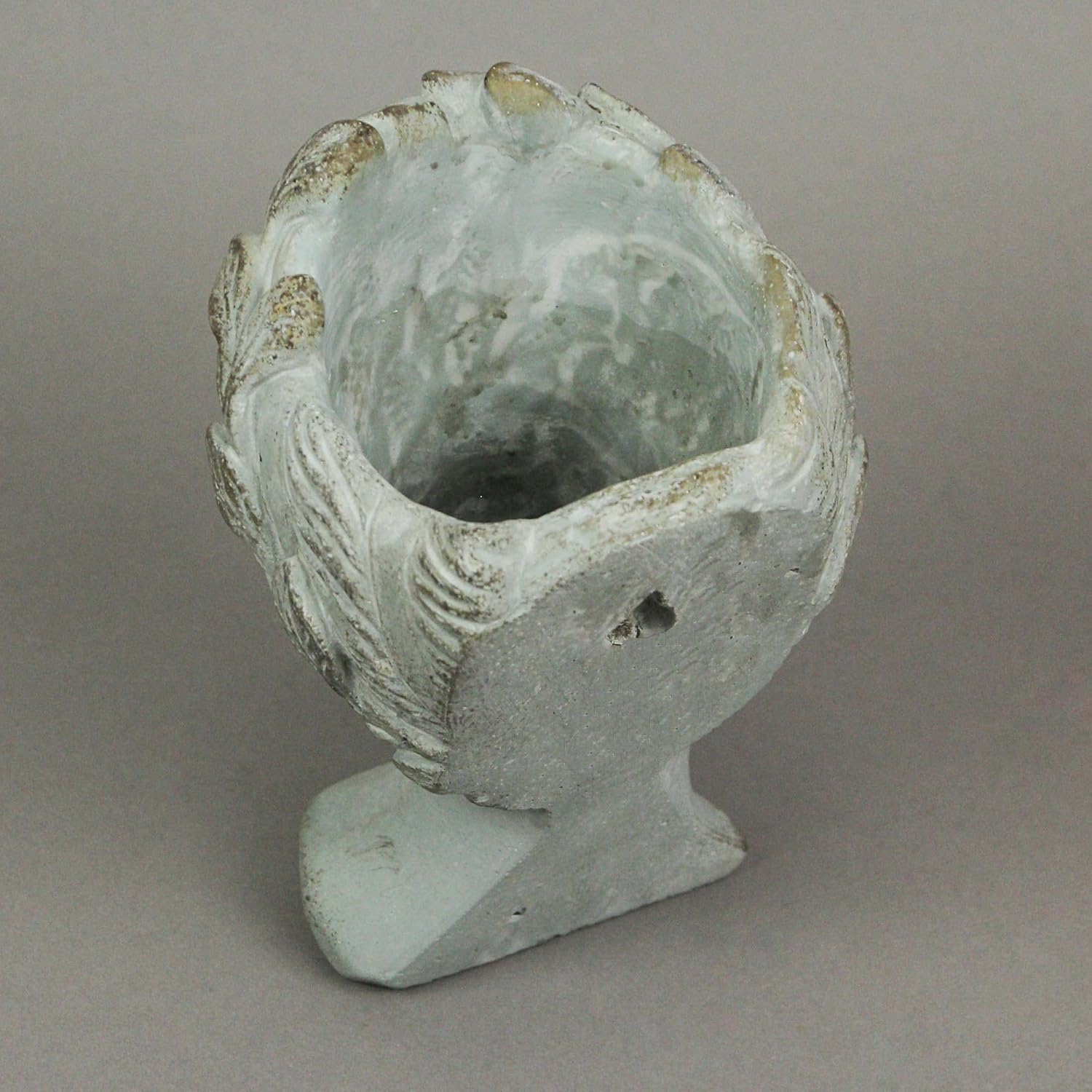 May Weathered Gray Greek Lady Statue Wall Mount Cement Head Planter 6 Inches High