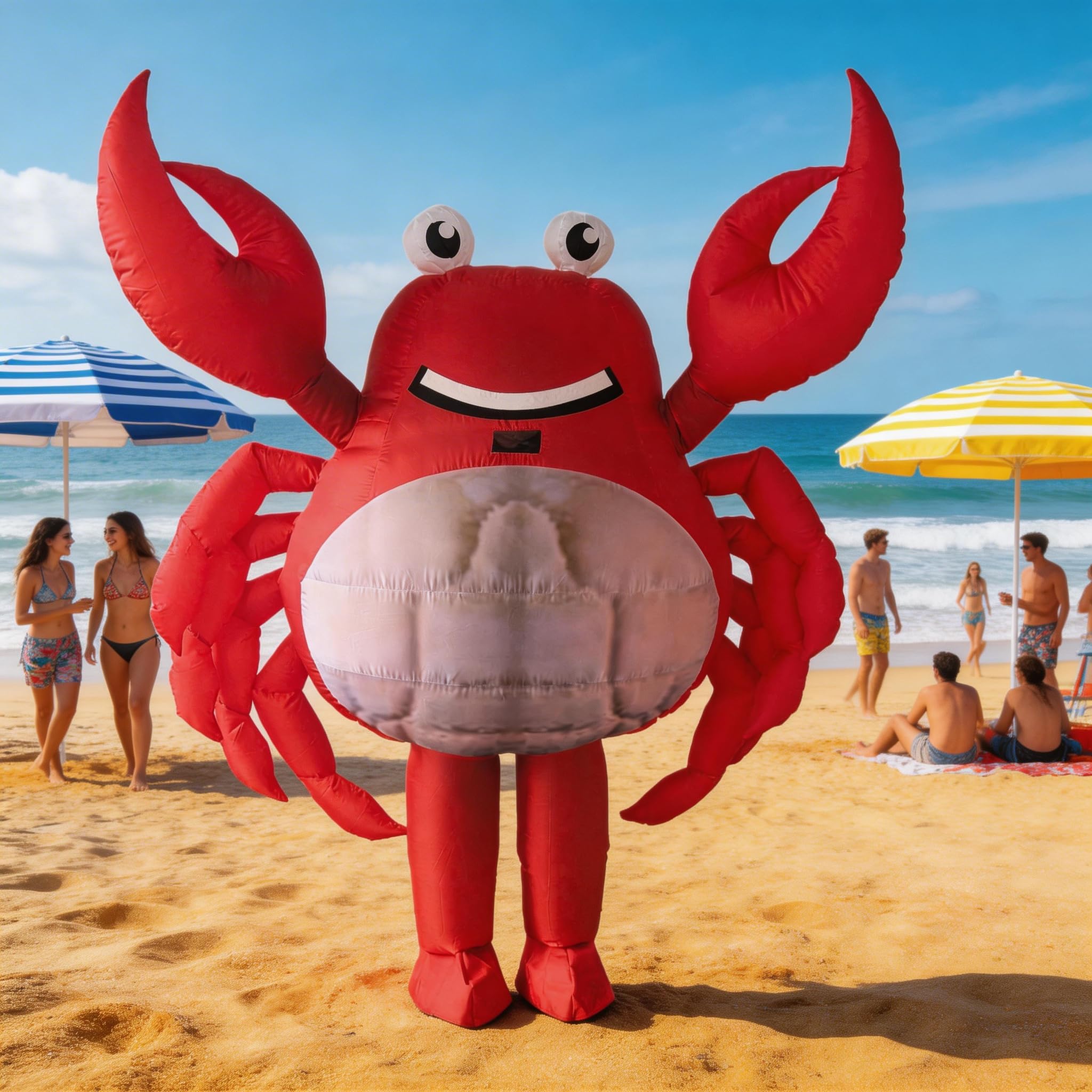 Disfraz inflable de cangrejo para adultos, disfraz de mascota de cuerpo completo de poliéster rojo, disfraz unisex de carnaval con temática de animales