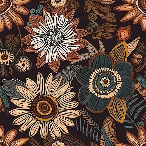 Miniatura 17 de Papel tapiz bohemio para despegar y pegar, 17.5 x 118 pulgadas, papel de pared botánico floral oscuro de vinilo, impermeable, autoadhesivo, papel de