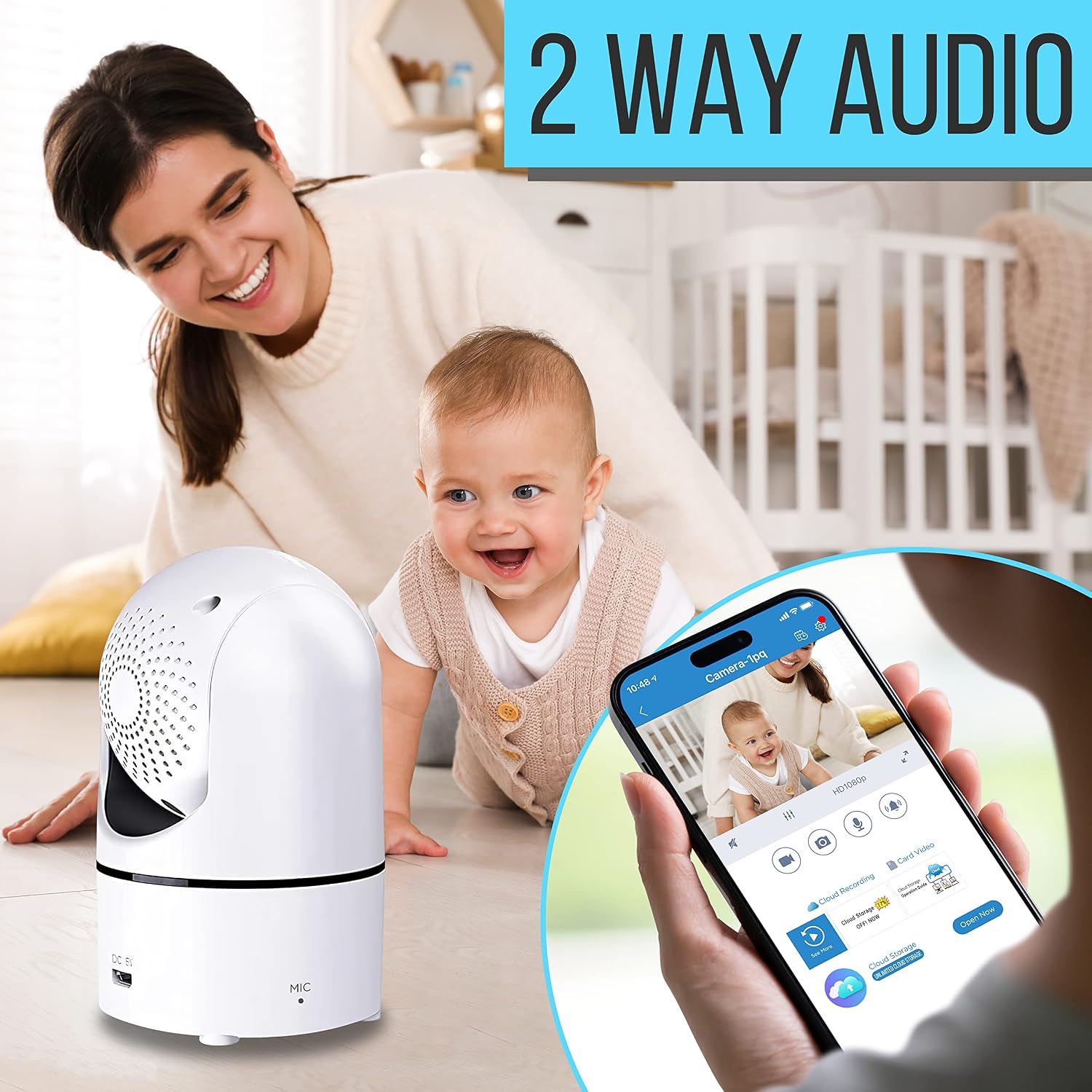 SereneLife Indoor Wireless IP Camera, HD 1080p 2MP WiFi Network Security Surveillance Cam For Home Monitoring With LED, Motion Detect, Night Vision, PTZ