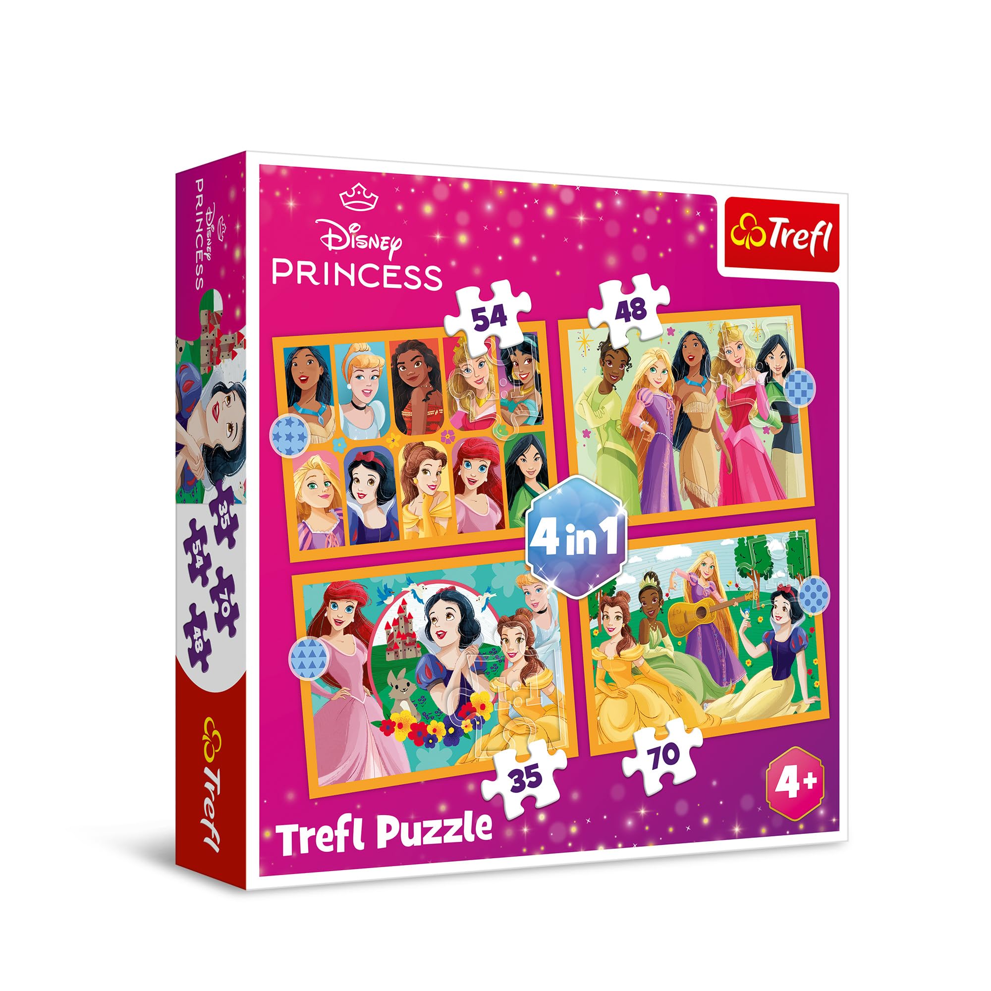 Trefl - Disney, Bajkowe Historie - Puzzle 4w1, 4 Układanki, od 35 do 70 Elementów - Różny Stopień Trudności, dla Dzieci od 4 lat