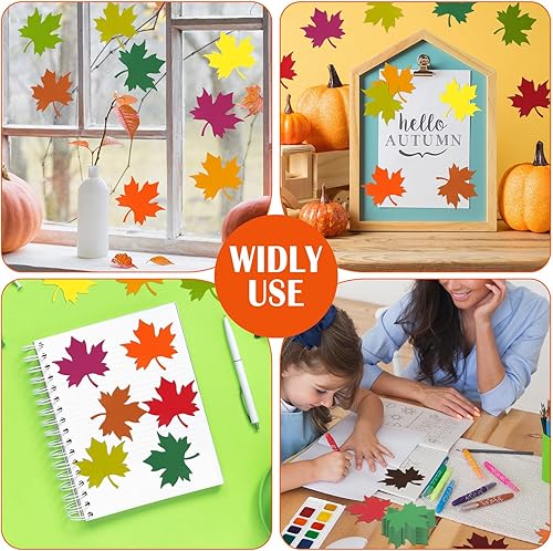 Miniatura 6 de Kisston 360 piezas de papel de hojas de arce de 3.9 pulgadas de colores surtidos de hojas de otoño, hojas de arce en forma de hojas de arce, papel