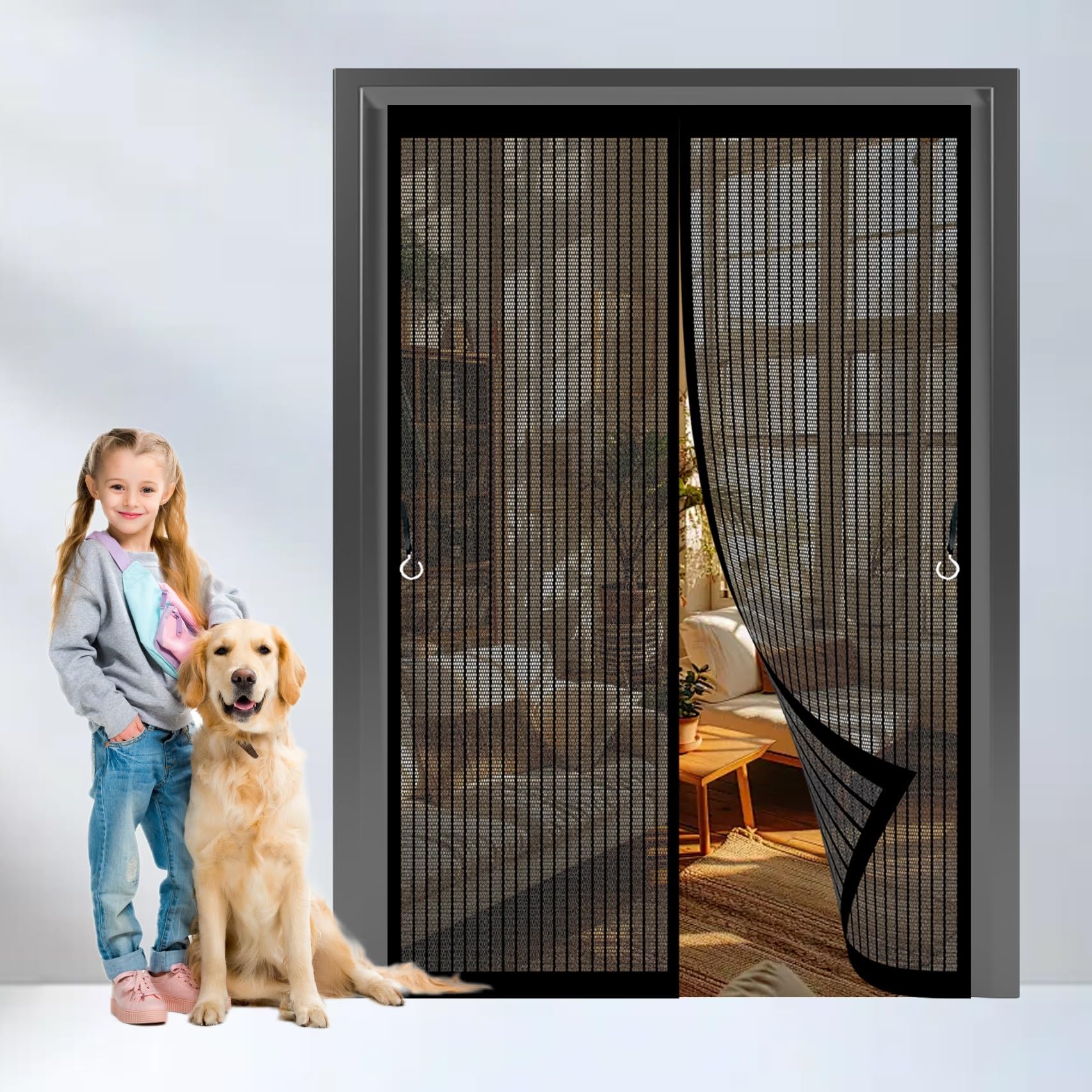 Moustiquaire porte magnétique 104 x 138 cm anti-moustiques noir