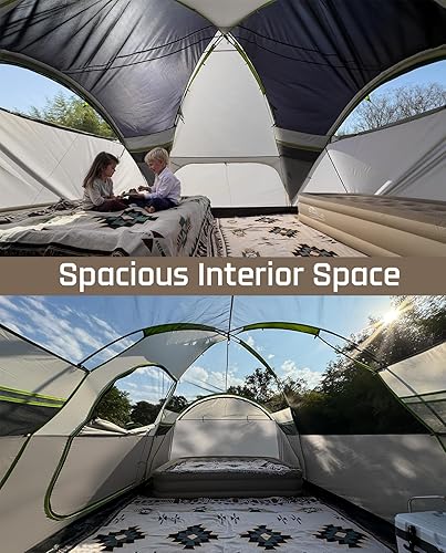 Miniatura 3 de Tienda de campaña de cúpula extendida para 8 personas con 3 habitaciones, impermeable, semi-independiente, para exteriores, con interior espacioso y