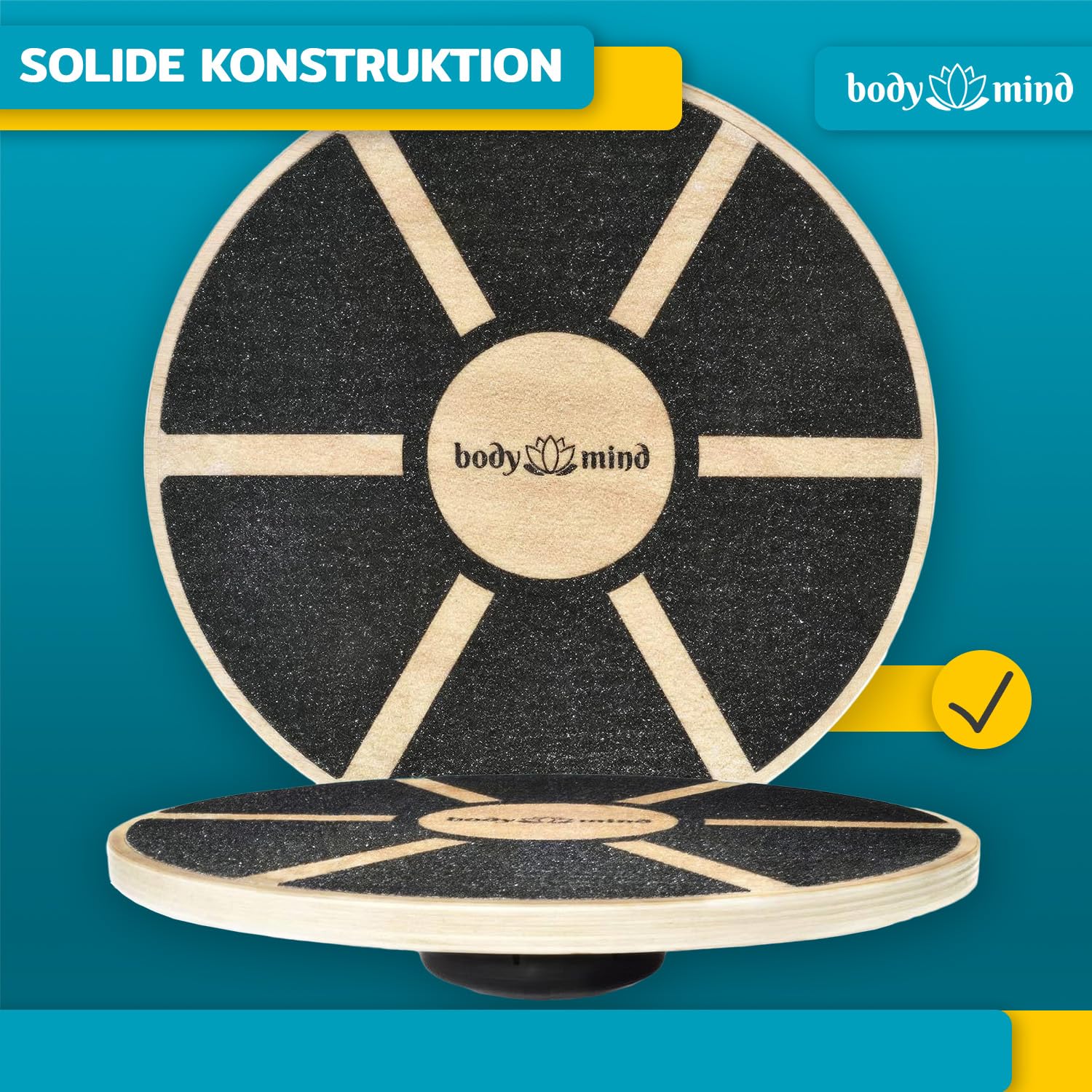 Balance-Board Deluxe Wackelbrett für Physio-Therapie-Kreisel-Training; Trainiert Gleichgewicht & Koordination mit kostenlosem E-BOOK