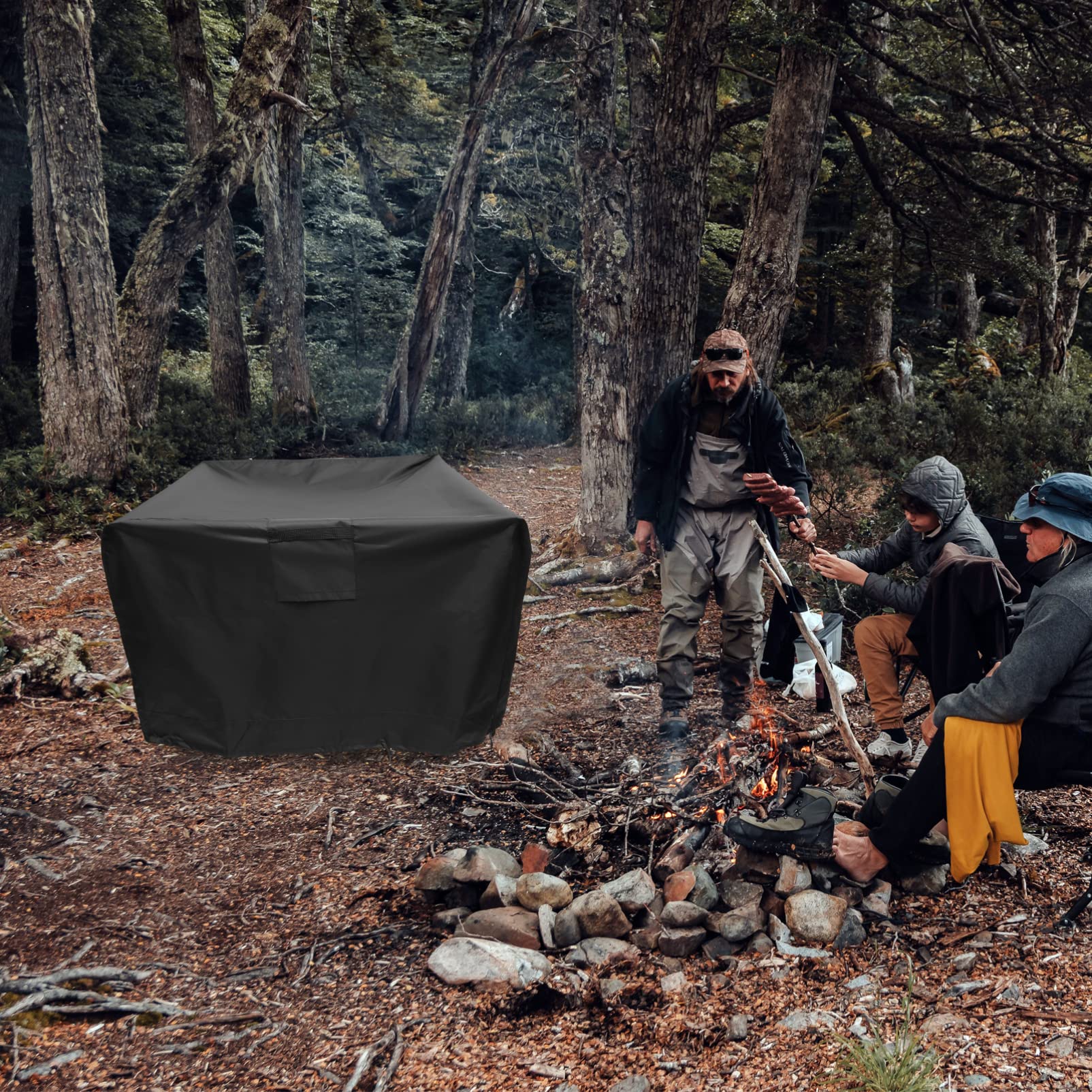 Gatuida Copertura Coulisse Nero per Barbecue da Esterno Oxford 420d per Proteggere Barbecue e Braciere Resistente All'acqua al Lavaggio