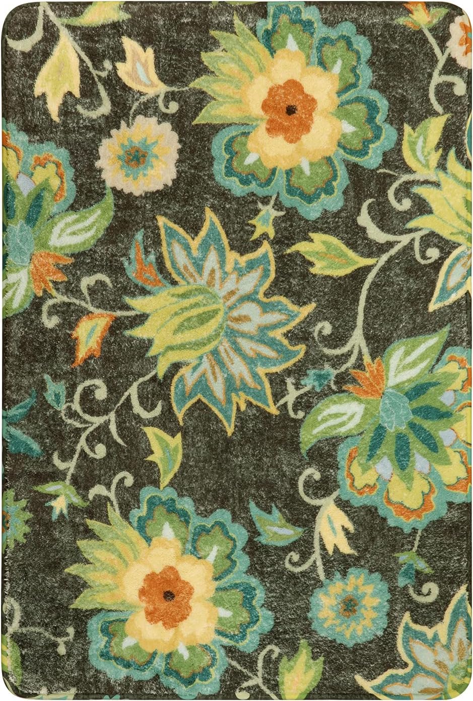 Lahome Collection Modern Floral Washable Area Rug - 2'x3' Green Small Entry Rug Accent Distressed Non-Slip Throw Rug Floor Carpet Rug for Door Mat Entryway Bedroom Living Laundry Room Kitchen Rug