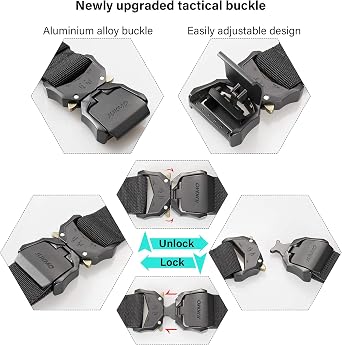 JUKMO Tactical Belt, Military Hiking Rigger 1.5 Nylon Web Work Belt