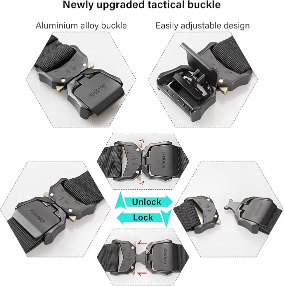 JUKMO Tactical Belt, Military Hiking Rigger 1.5 Nylon Web Work Belt