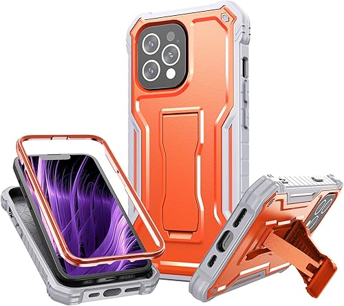 FITO Funda para iPhone 13 Pro de 6.1 pulgadas, doble capa a prueba de golpes, resistente funda para iPhone 13 Pro con protector de pantalla, soporte