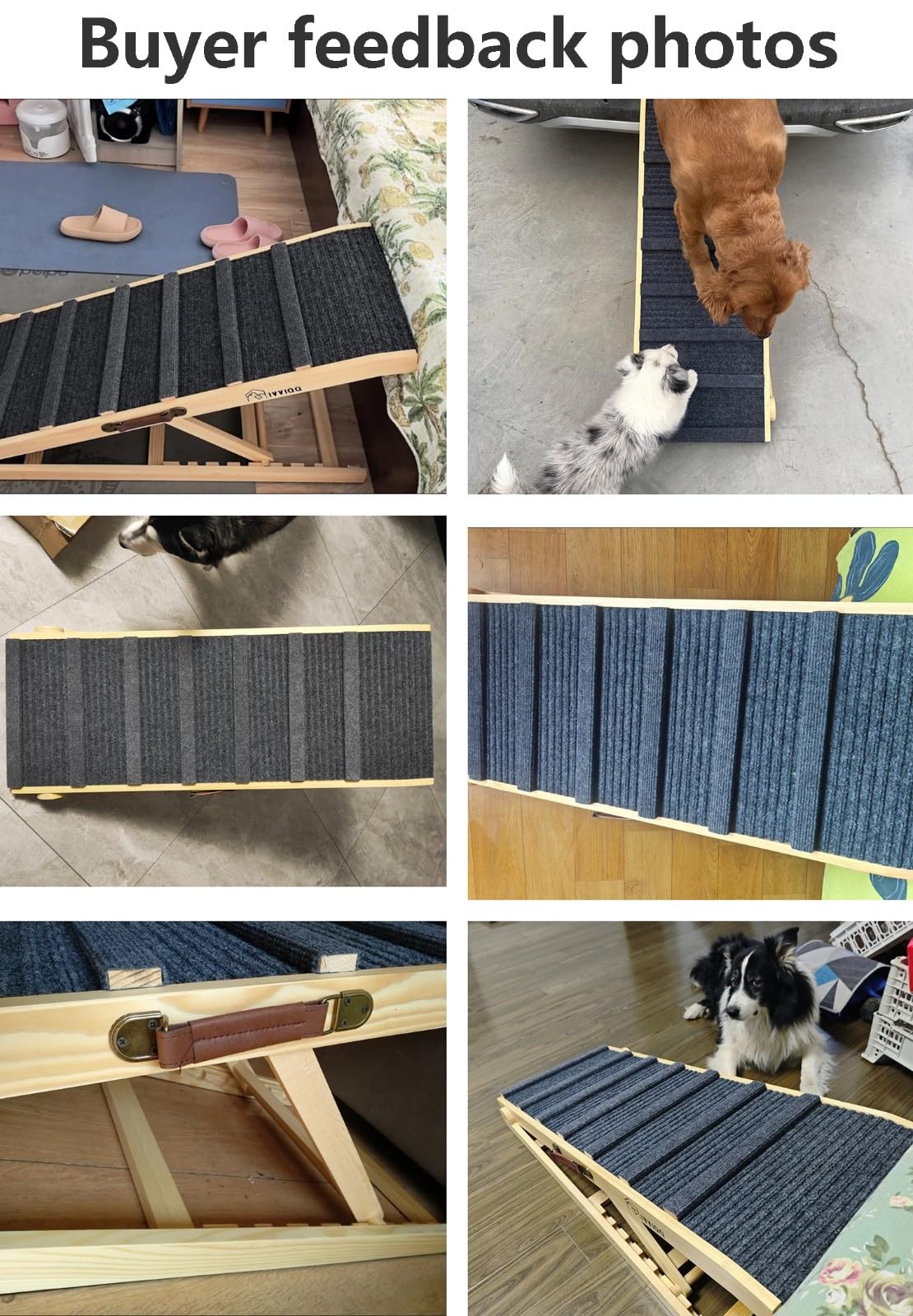 REHOOF Rampa para Perros Grandes De Madera, Plegable Escalera para Perros para Perros Apta, Rampa Perros para Subir Al Sofá, Subir A La Cama, Subir Al Coche,Fácil De Transportar Y Almacenar
