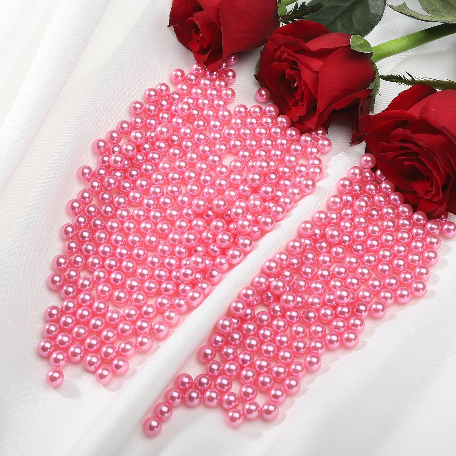 Vase Filler Pearls, 2200 Pcs No Hole Pearl Vase Beads, Plastic Fake Pearl for Crafting, Pearls for Makeup Brush Holder Beads, Tabble Scatter, Vase Decor, Wedding Birthday Party (Pink, 6mm) - Image 3