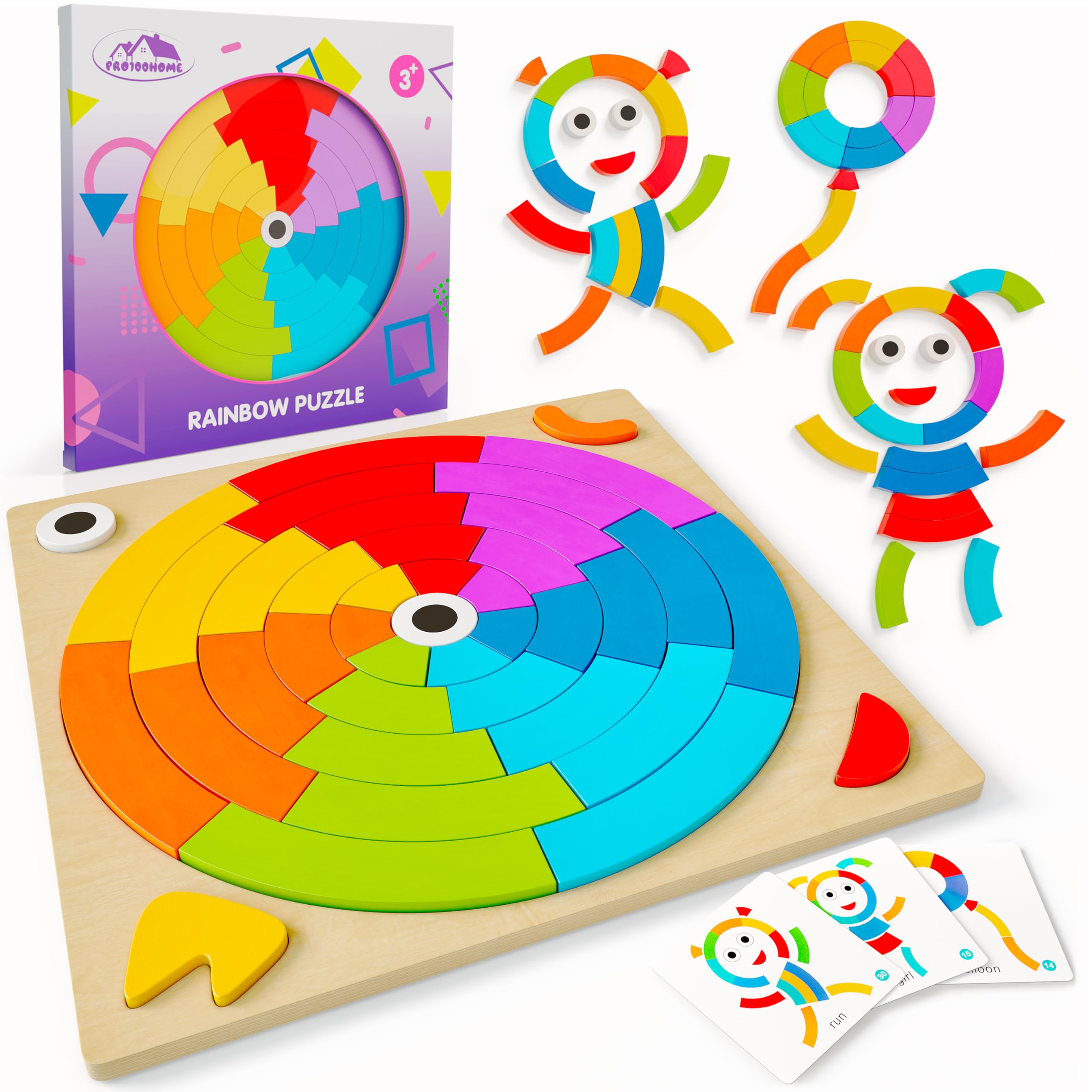Toddler learning wooden Montessori toys - pattern blocks and boards tangrams for kids educational preschool activities color sorting games fine motor skills baby girls and boys for 3 4 5 years old