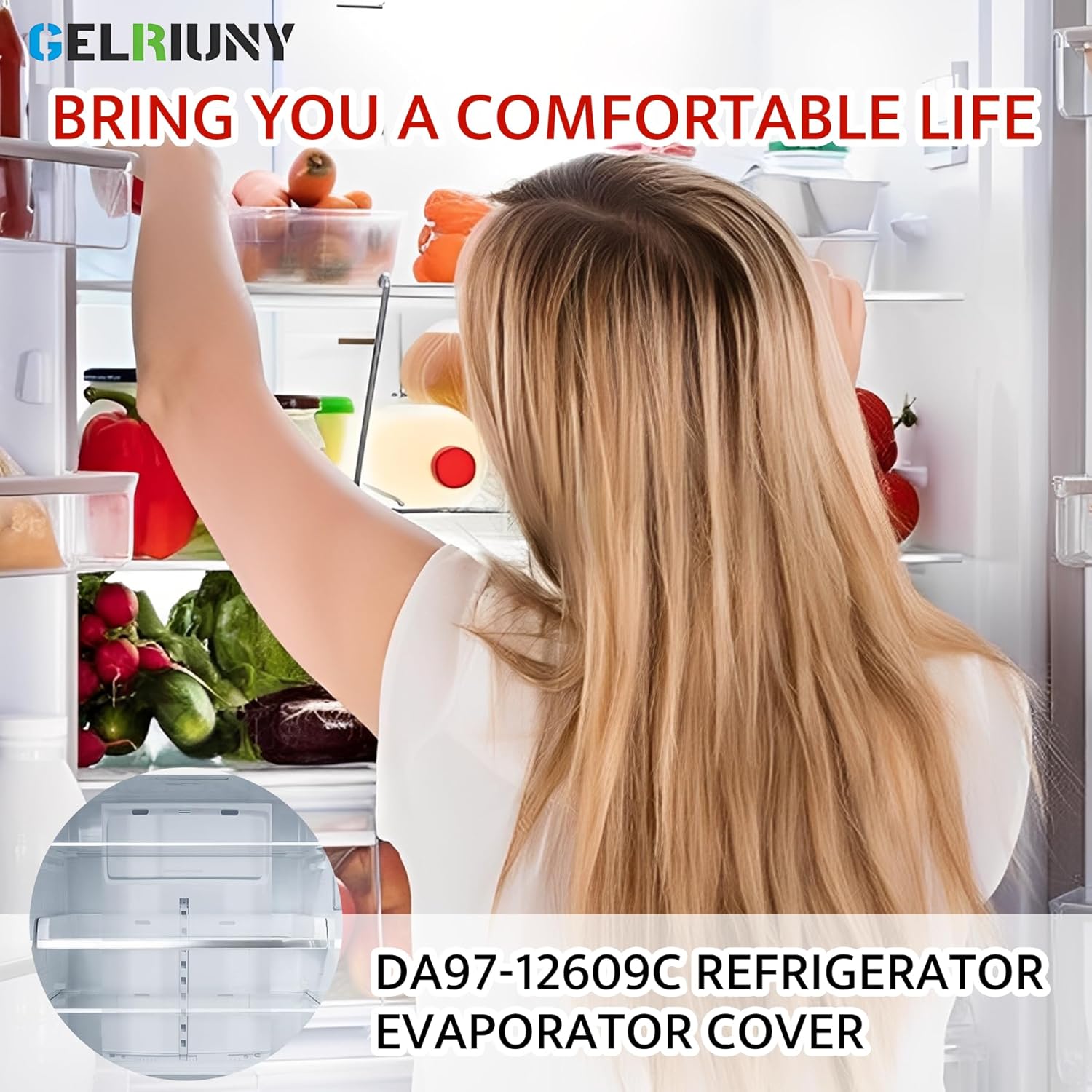 2026 Upgraded DA97-12609C DA97-12609A Refrigerator Evaporator Cover, Compatible with Samsung Refrigerator Evaporator Cover DA97-12609C DA97-12609A, Replace AP5651826 PS5575384 Refrigerator Fan Motor