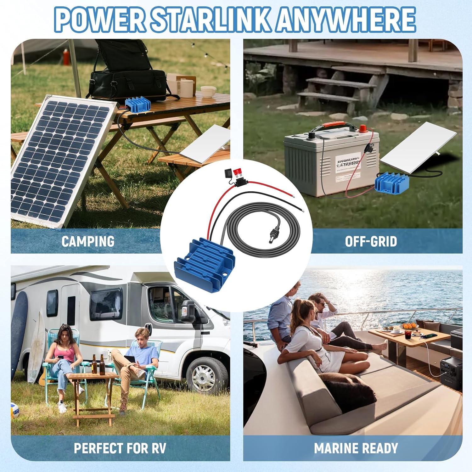Starlink Mini 12V Adapter Power Cable, 12V/24V Starlink Mini Power Supply DC Step Up Converter to 30V 3.5A, Compatible with Battery/RV/Generator/Yacht/Solar Panels Off-Grid Power Solution with Fuse
