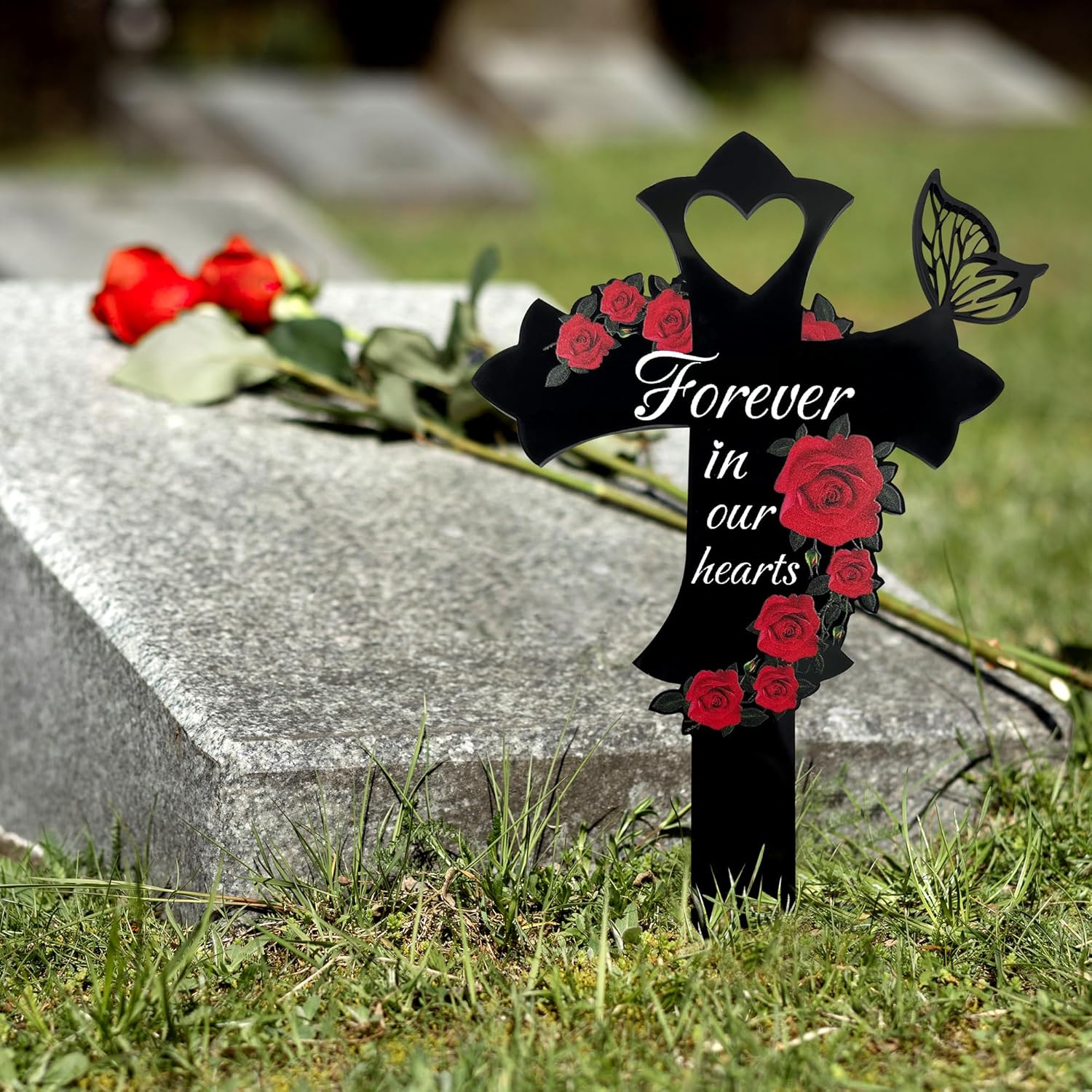 Grave Markers for Cemetery for Humans Acrylic Flowers Memorial Stakes Grave