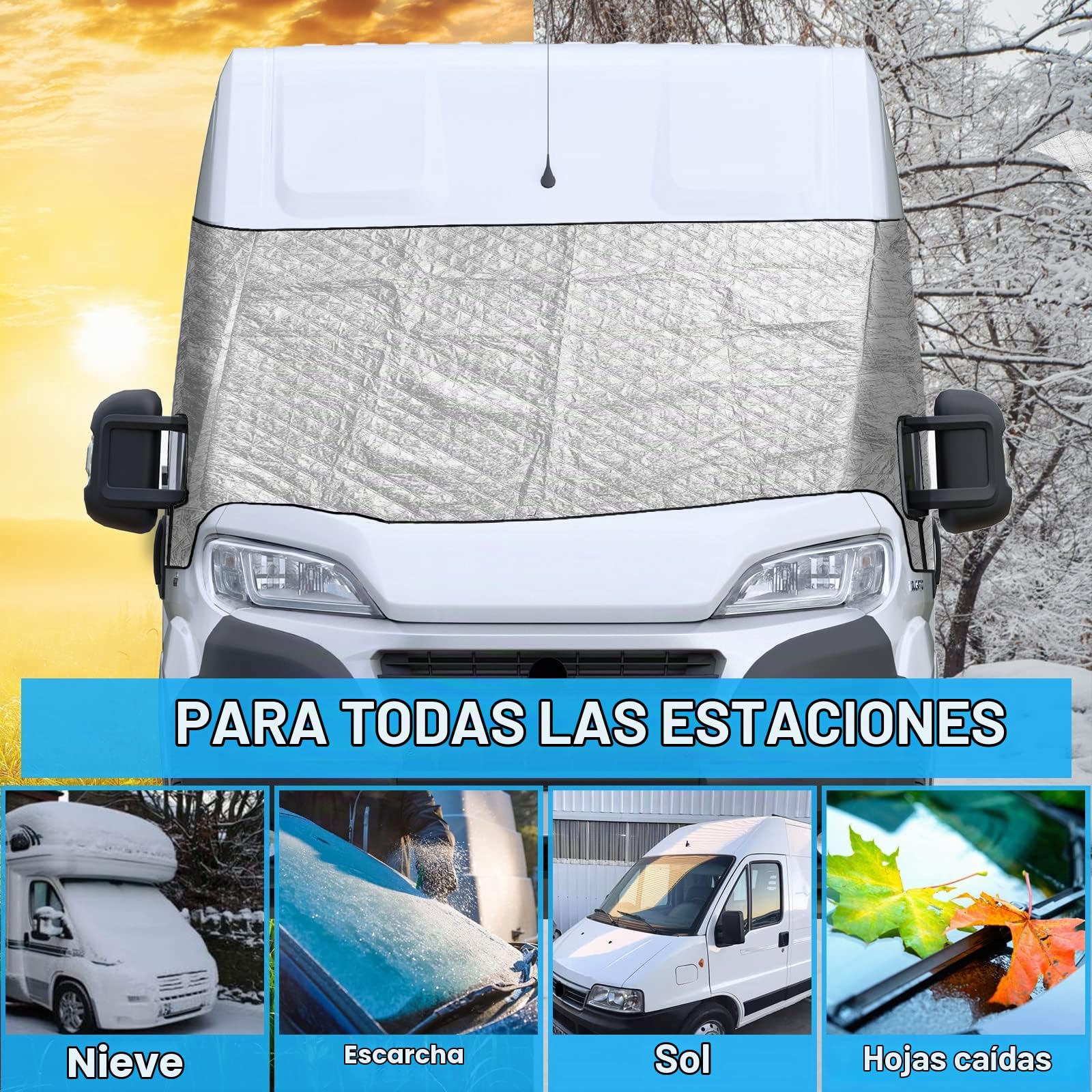 CICMOD Protector de Parabrisas para FIAT Ducato Térmica Exterior | Cubre Parabrisas Protección Solar Funda Parabrisa Delantero para Coche