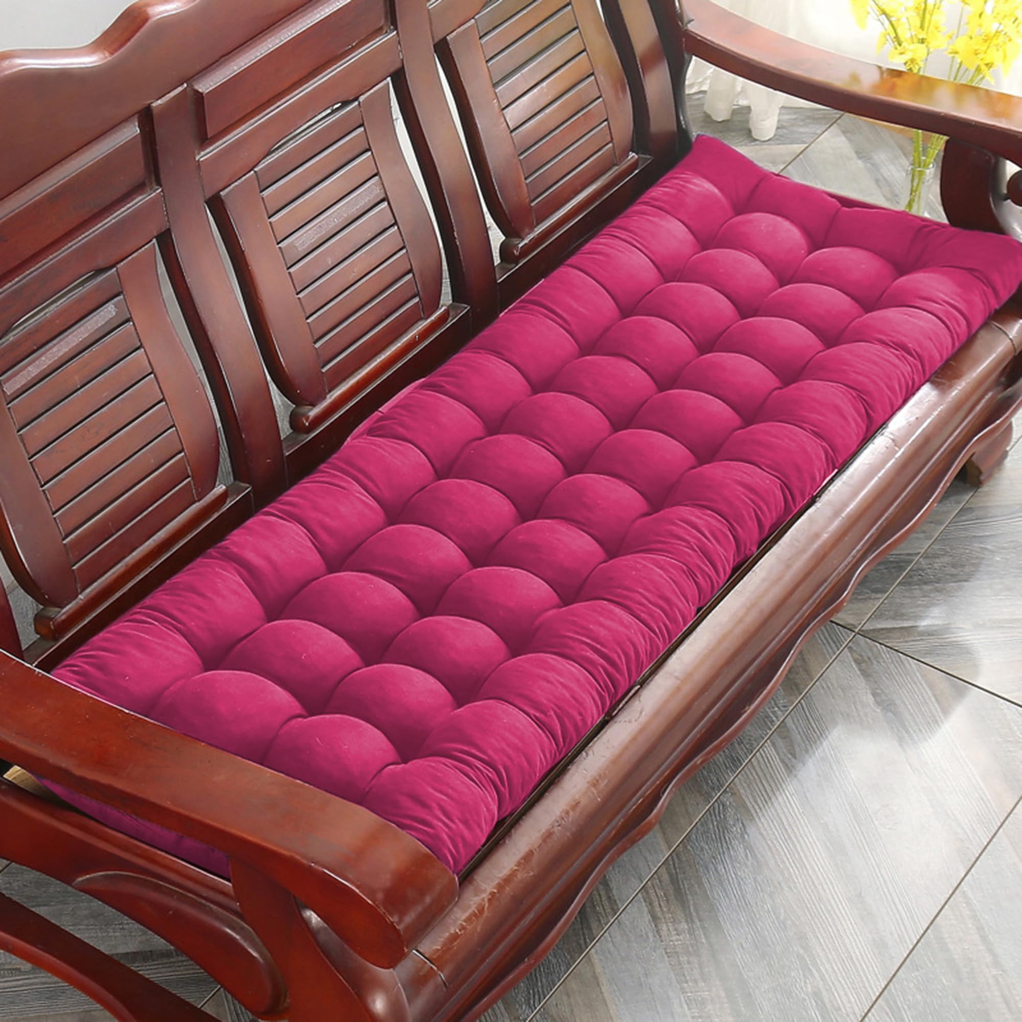 Coussin balancelle épais rose : fini le mal de dos sur votre banc de jardin rigide