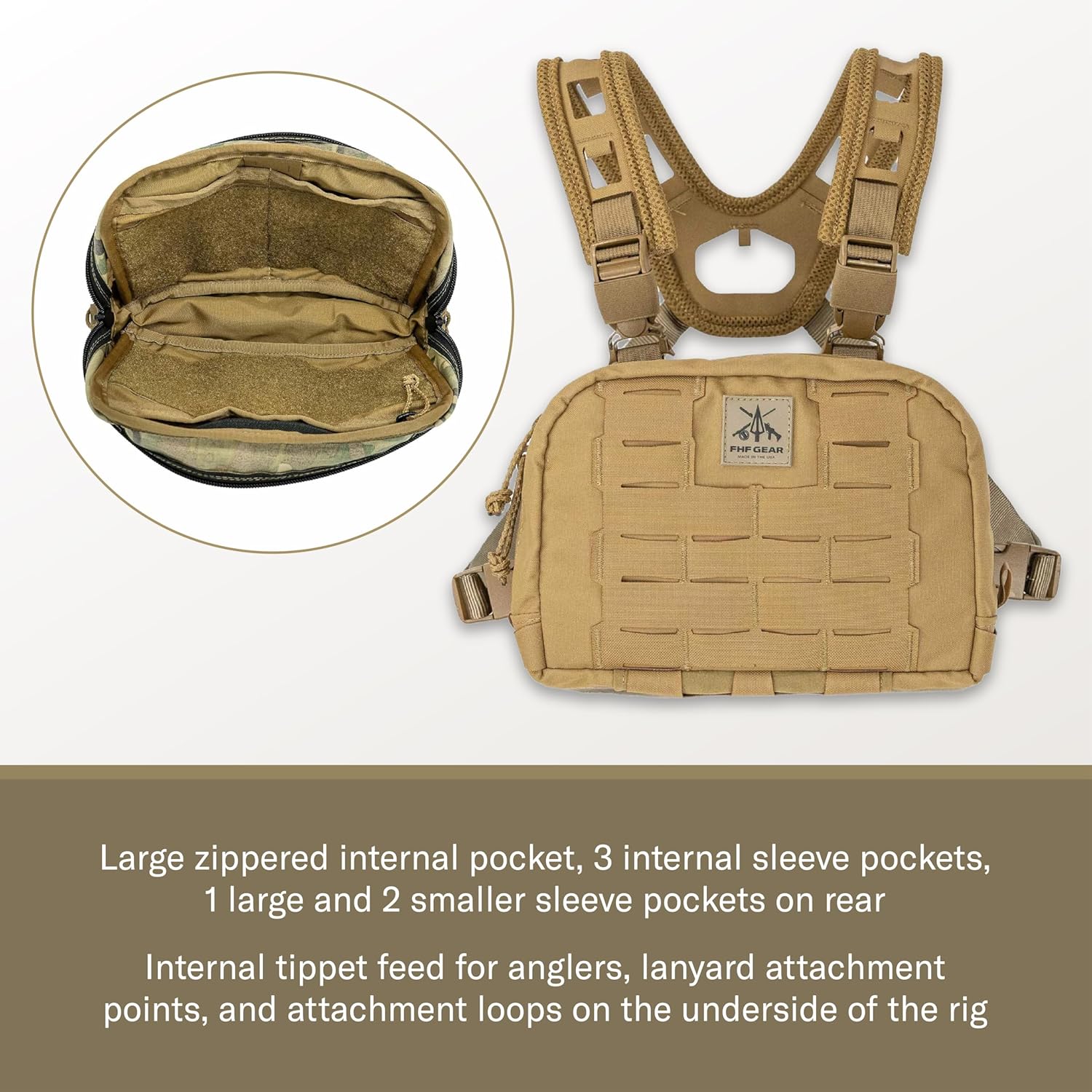 FHF Gear Chest Rig Gen 2 – Lightweight MOLLE Front Carry Pack with Upgraded Air Mesh, Storage Pockets & Airframe Harness