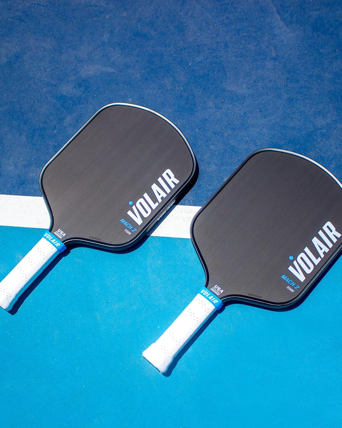 Volair Mach 2 Pickleball Paddle - New Shape - 8.125" Wide - Spin, Control and Power - Toray T700 Carbon Fiber Surface - Polypropylene Honeycomb - USAP Approved - 14mm and 16mm Options