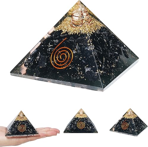 Crocon Pirámides de orgón de turmalina negra, piedra curativa, piedras de pirámide, piedras de pirámide de cristal Reiki, colección de adivinación