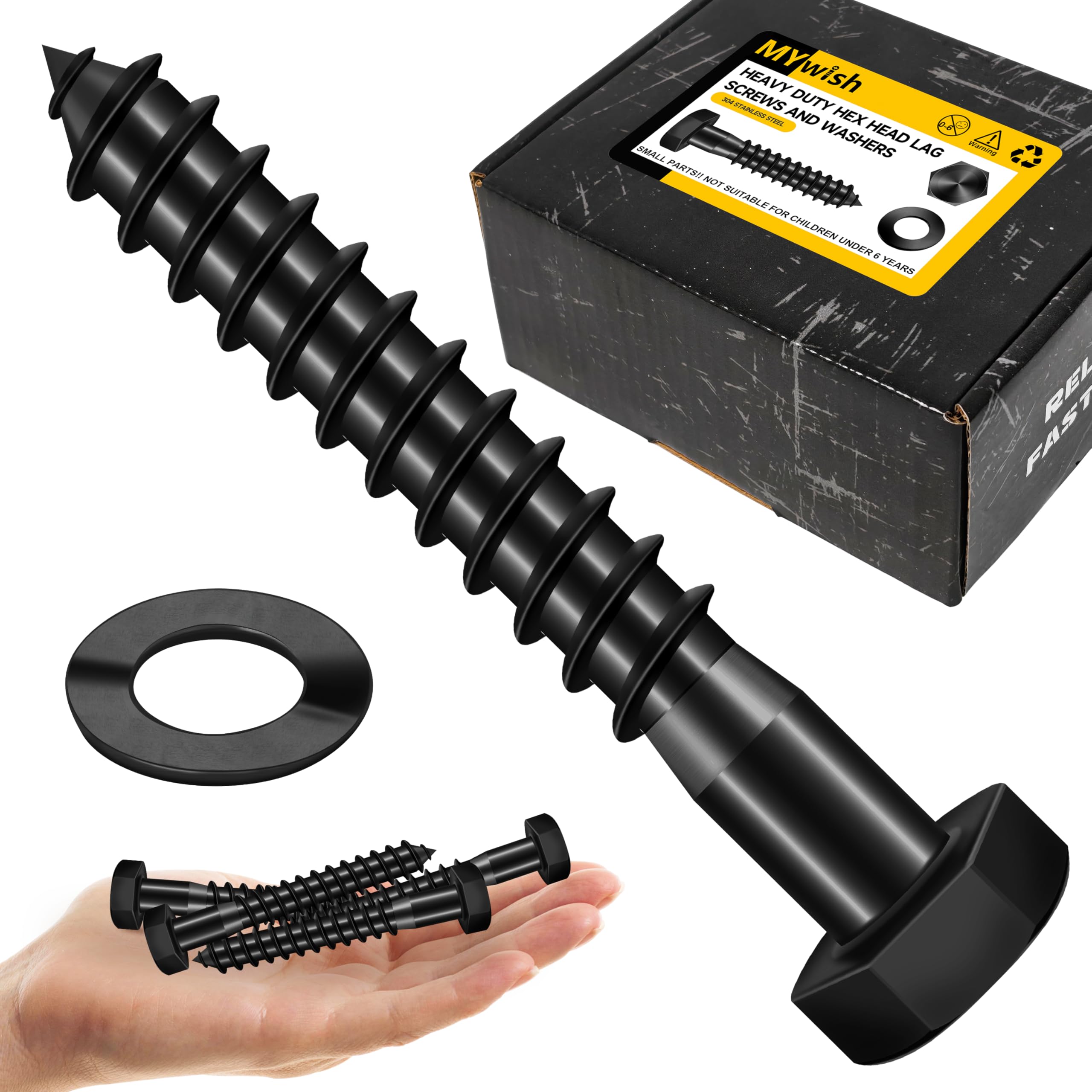 Stainless Steel Lag Screws - 25 Sets 1/2" x 3" -1