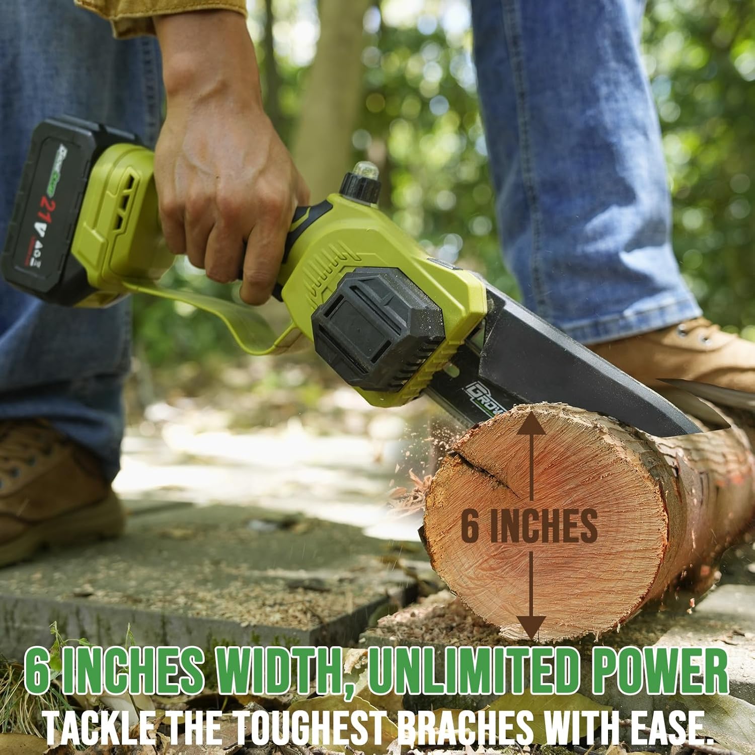 2-IN-1 Cordless Pole Saw & Mini Chainsaw, Two 4.0Ah Battery Powered 6 Inch Electric Pole Chainsaw, 15Ft MAX Reach Pole Saw for Tree Trimming