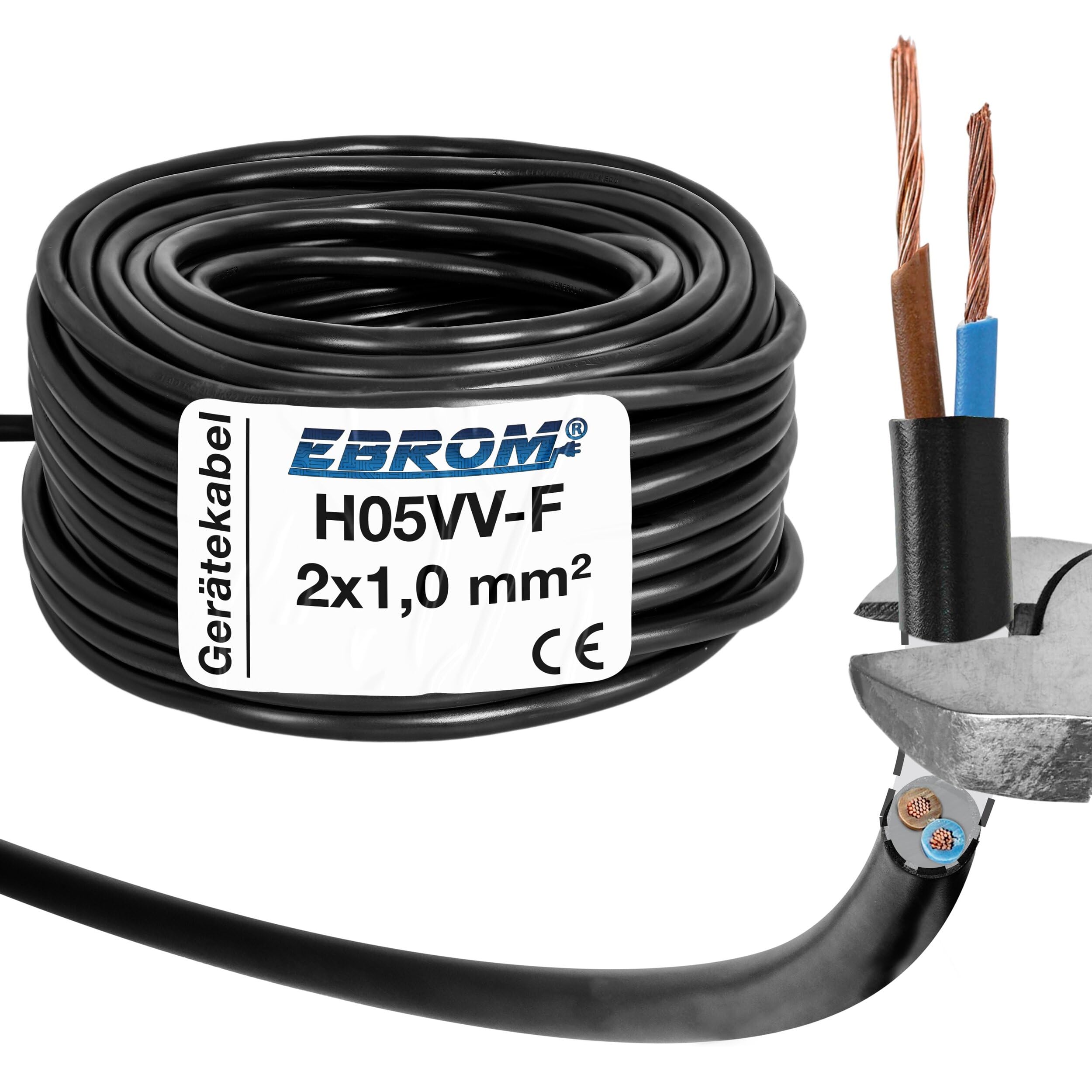 Schlauchleitung H05 VV-F, 2 x 1 mm², 50 m, schwarz - H05VV-F 2x1,0 mm²
