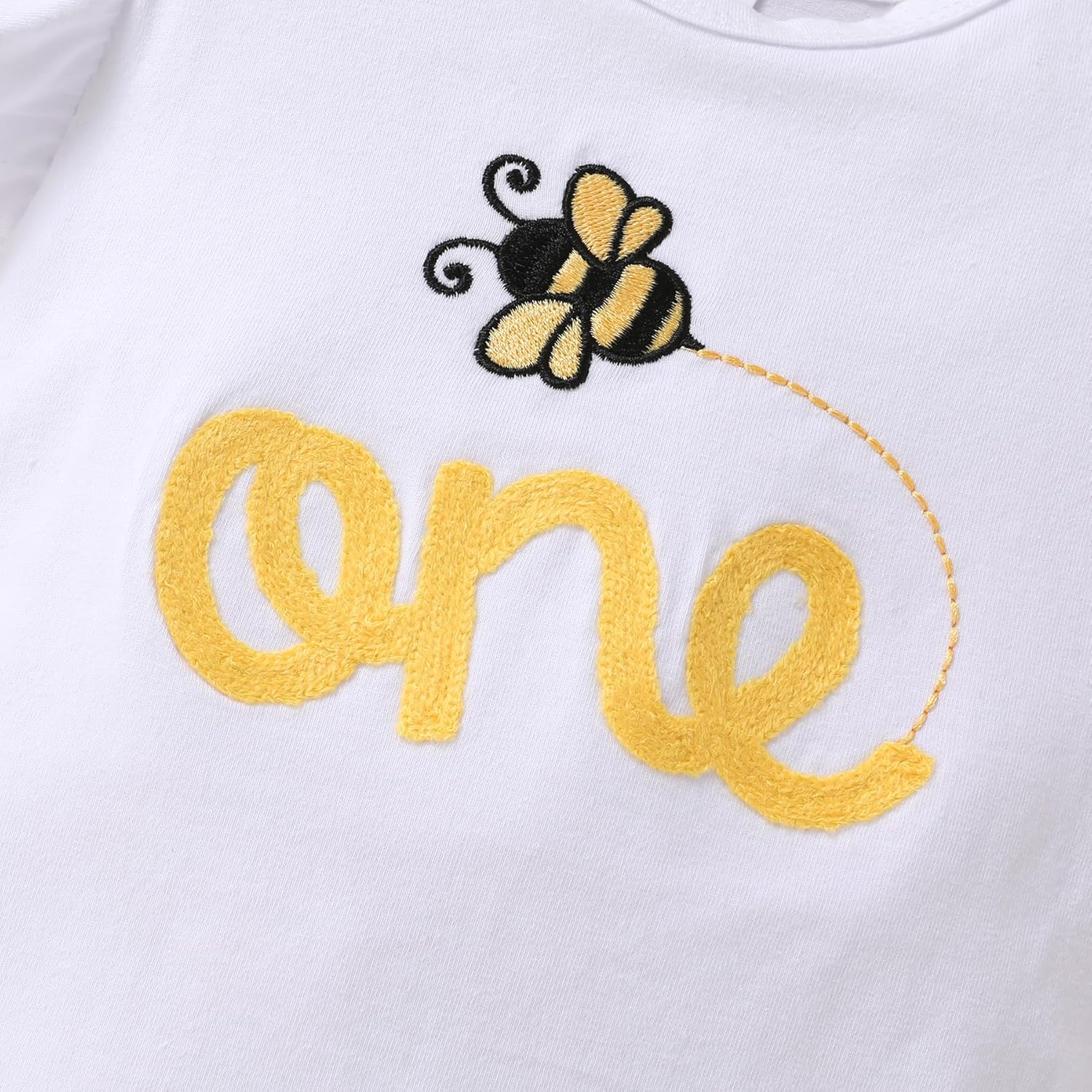 HAPPYMA Baby Girls One 1st Birthday Outfit Bee Sunflower Romper Tulle Tutu Skirt Sequin Bow Party Clothes Set - Image 5