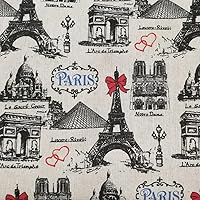 Vista 12 de Sheicon The Yard - Tela con estampado de la Torre Eiffel de París, 60 pulgadas de ancho, diseño de romance francés, vintage, para proyectos