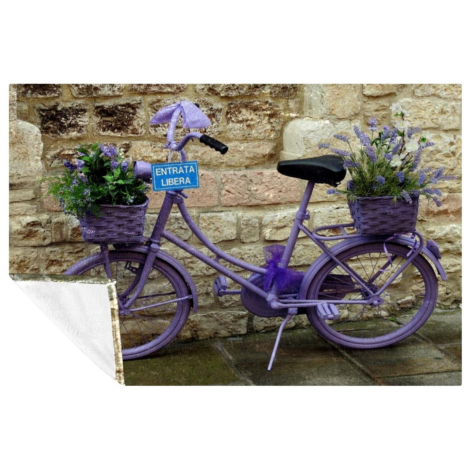 Couverture de lit motif vélo 150x100 cm douce et chaude pour canapé