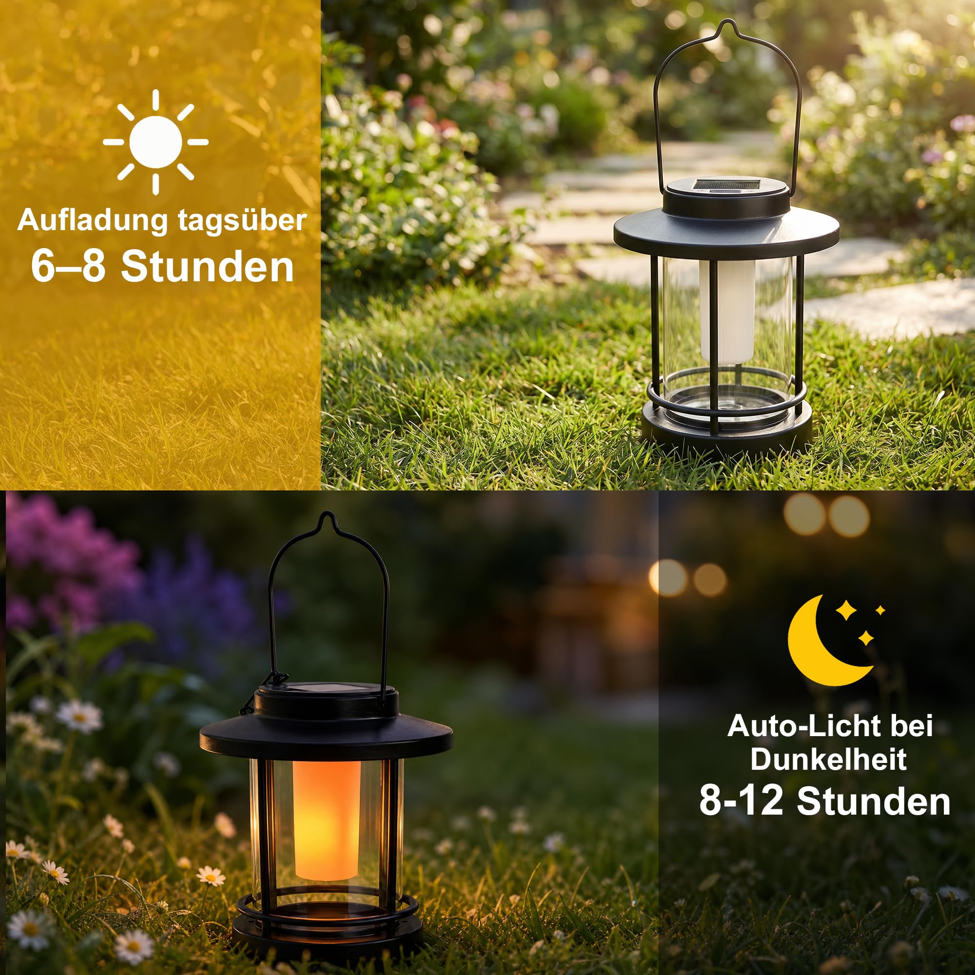 pearlstar Lámparas solares para exterior, juego de 2 unidades colgantes/de