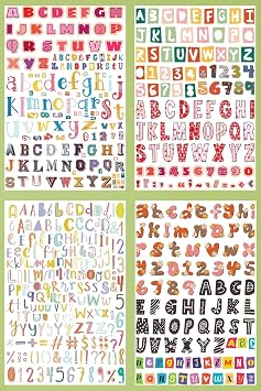 Postifull Etiket Seti, Rengarenk Harfler Ve Sayılar, 450+ Adet Yapışkanlı Etiket, Karışık Sticker Defteri; Harfler
