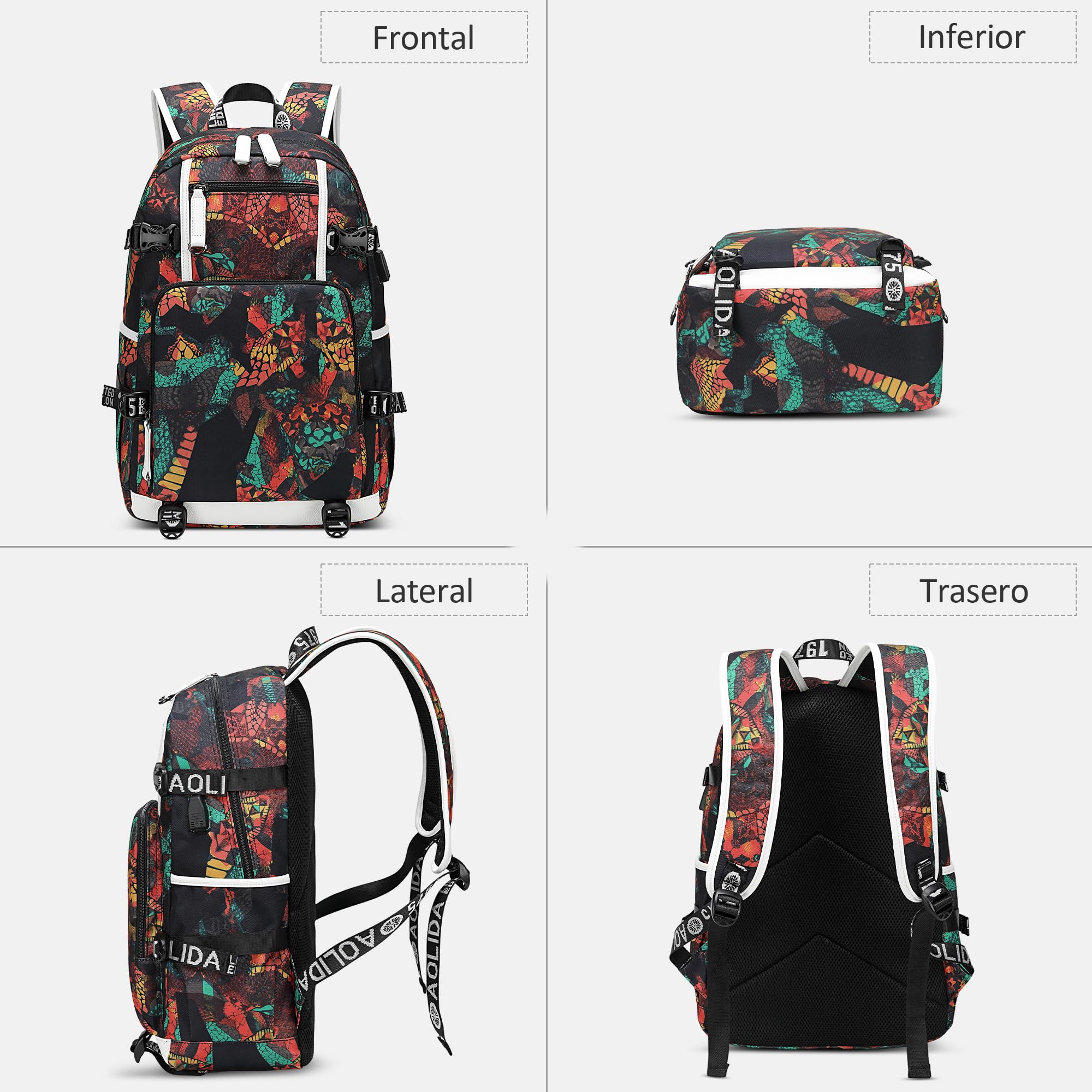 Hombres Mochila para Portátil Juveniles Mochila Escolar Adapta a Portátiles 14 Pulgadas Mochila de Negocioscon Puerto de Carga USB Trabajar Viaje Conmutar Causal Mochila Rojo