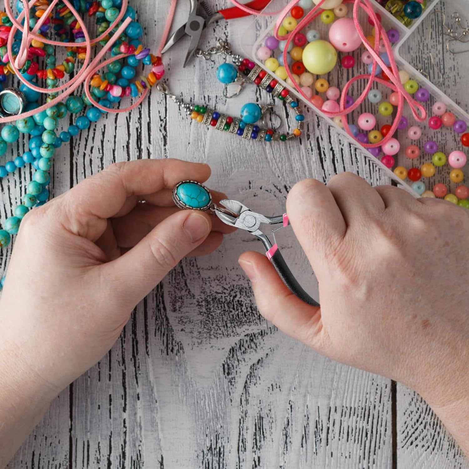 3 Pcs Jewelry Making Tools Pliers Kit, Includes Needle Nose/Round Nose Pliers/Diagonal, Wire Cutters for Jewelry Making Wire Wrapping Beading Crafts Matte Handle