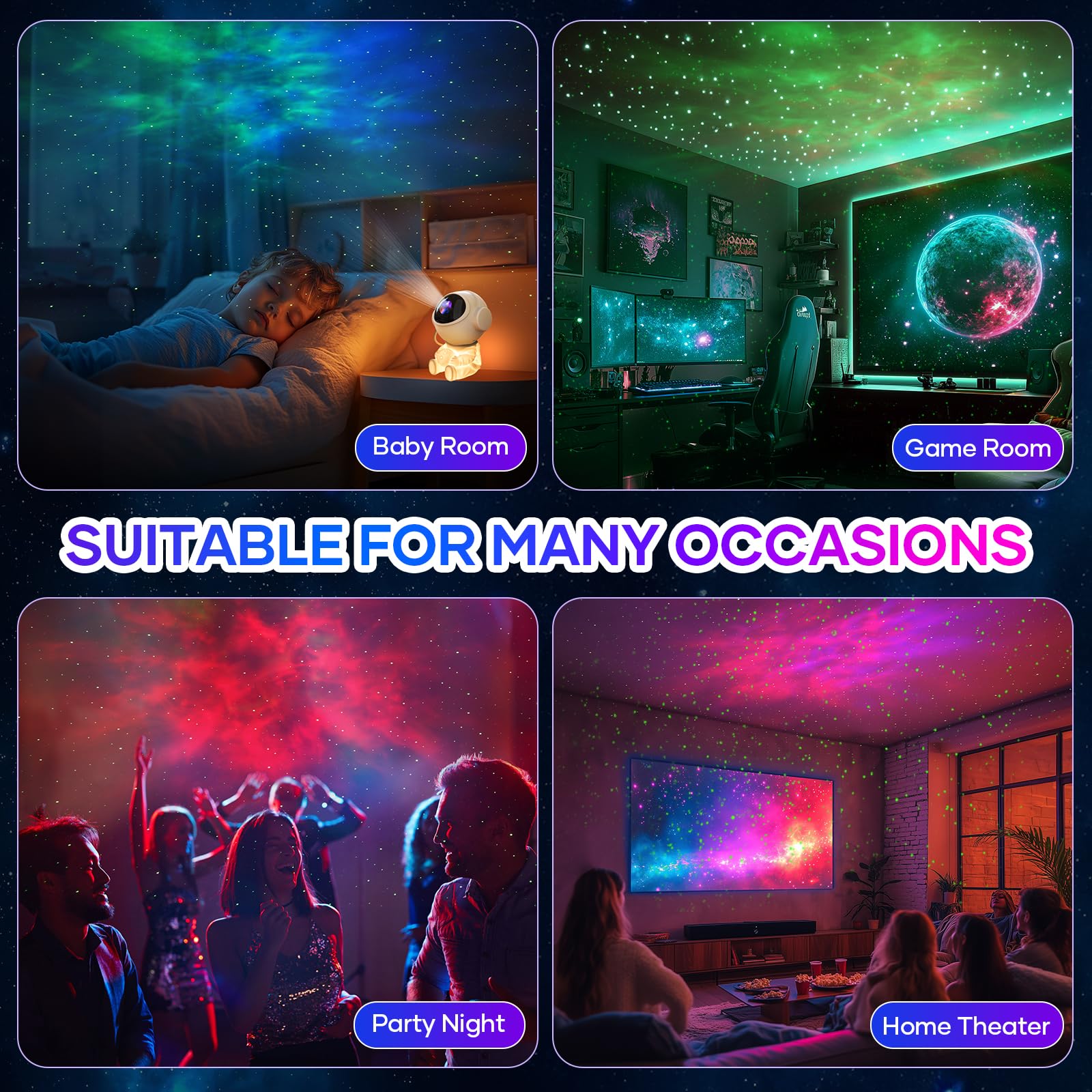 Seefly Astronauta Proiettore Stelle, Proiettore Stelle Soffitto LED Lampada Proiettore Stelle con Timer, Proiettore cielo Stellato Astronauta con Telecomando, Rotazione a 360°, per Bambini Adulti