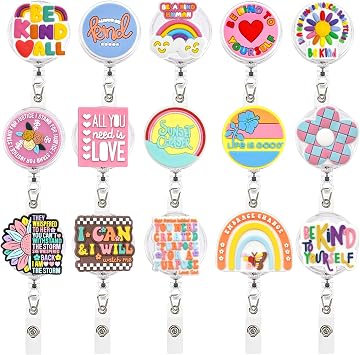 15 Pcs Nurse Badge Reel Bulk ID Badge Holders Retractable Reel Cute Badge Accessories Gifts for Nurse Doctor Employee Teacher Student