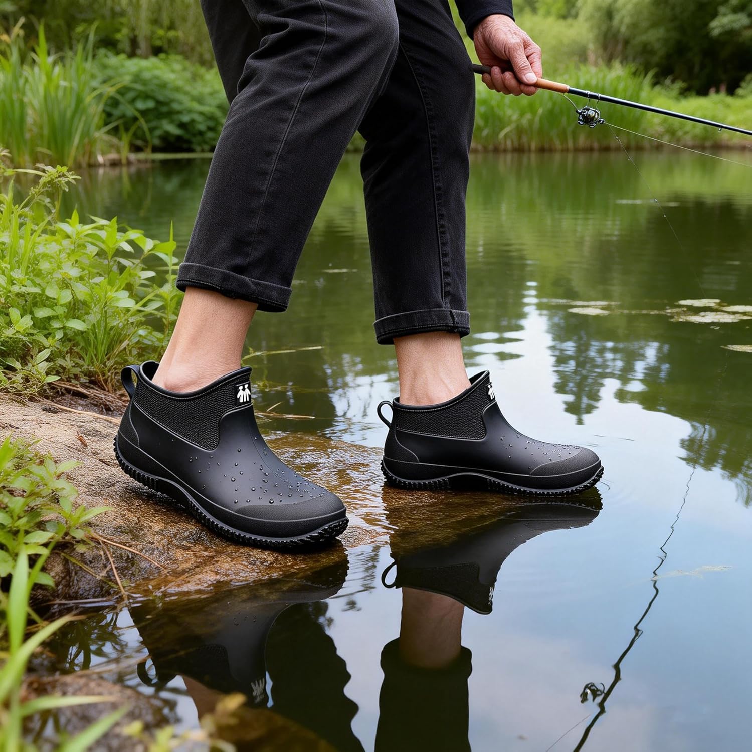 Mens Rain Boots, Ankle Deck Boots Waterproof for Men Anti-Slip Mud Shoes for Garden Outdoor Work Fishing Farming Gardening - Image 8