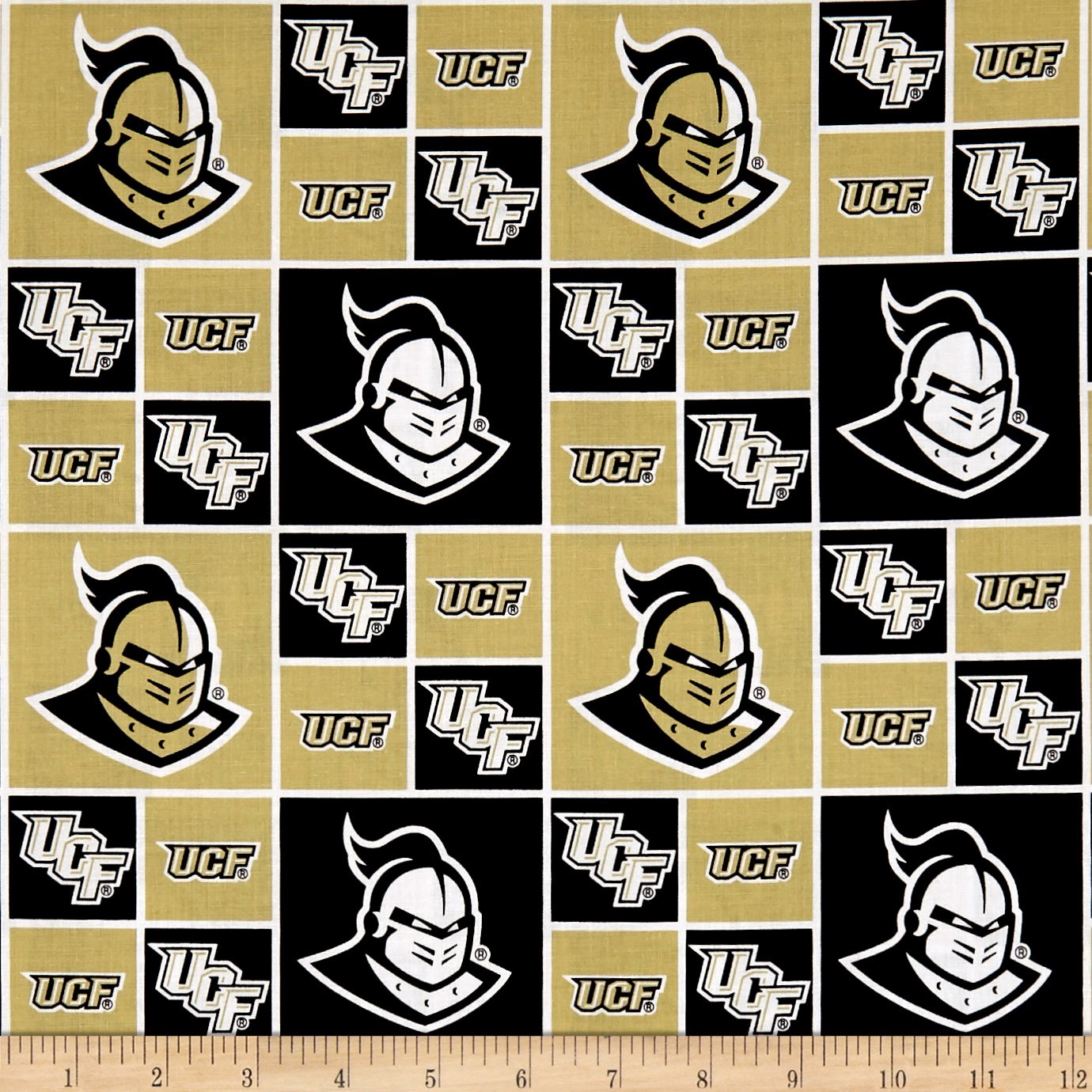 NCAA Central Florida UCF Knights Box Logos Allover, Fabric by the Yard